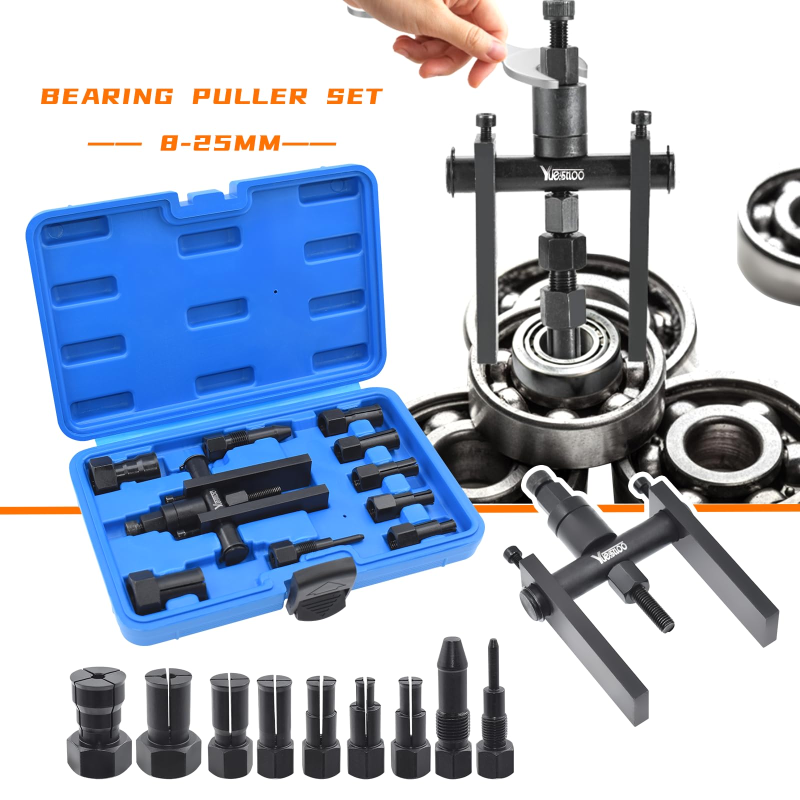 Yuesstloo kit arranged on workbench for roadside or workshop convenience