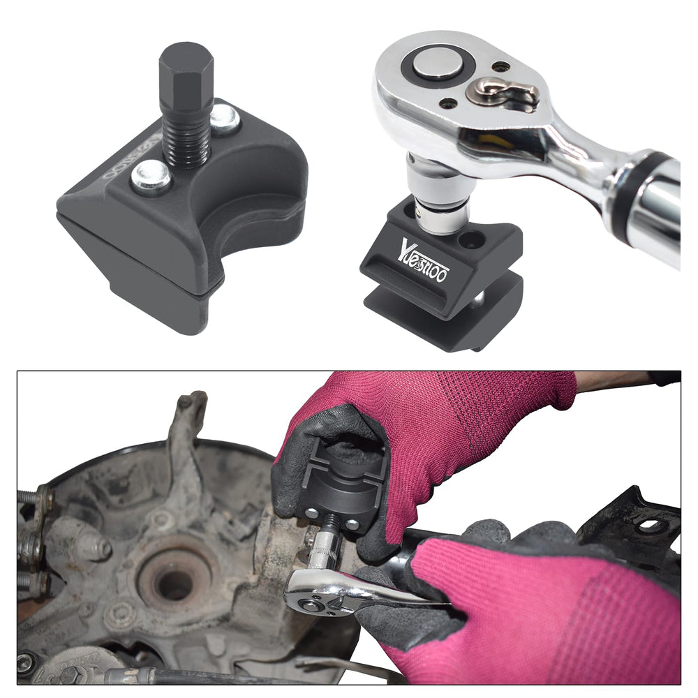 Yuesstloo next to wrench showing compact size for tight spaces benefit