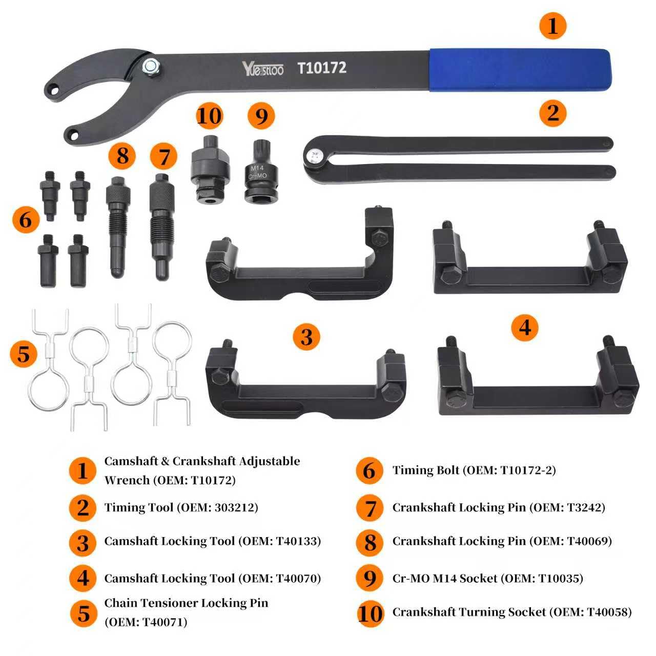Yuesstloo close-up of T40133 and T40070 locking tools displaying precision fit