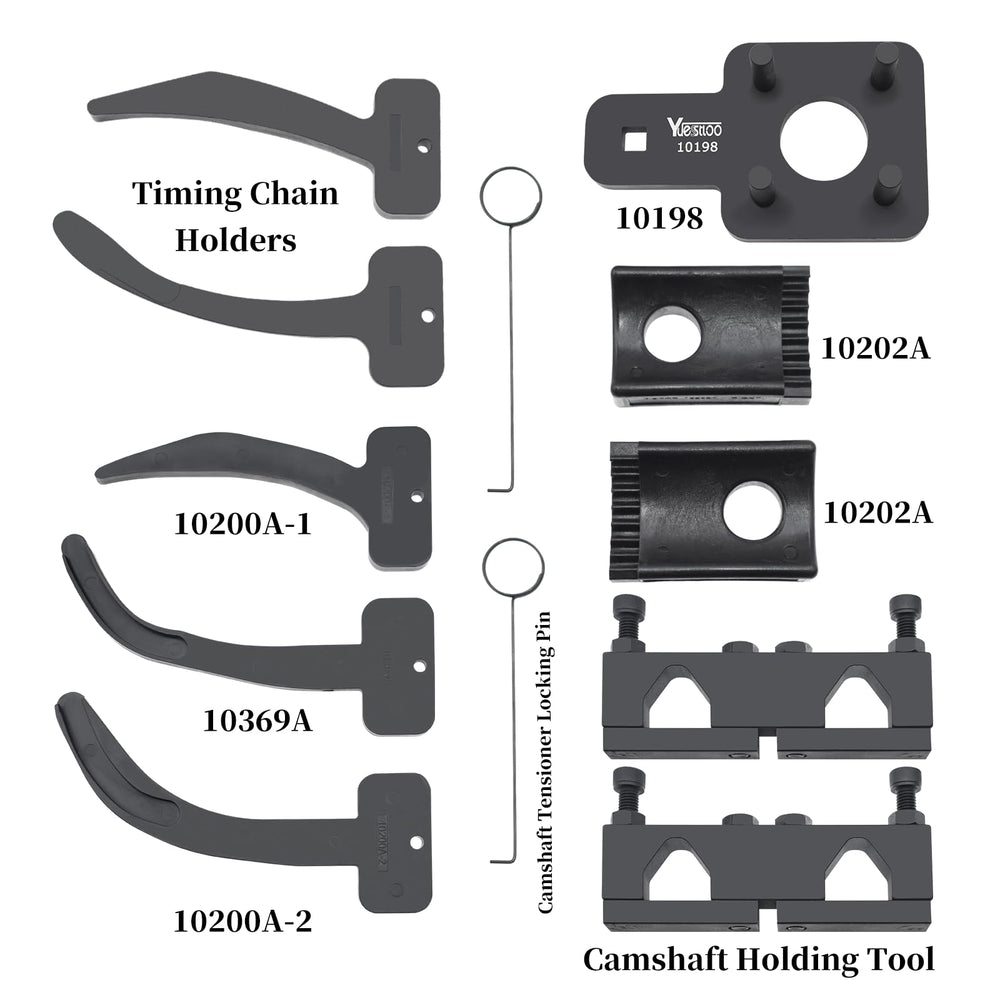 Yuesstloo timing tool components laid out for quick identification and selection