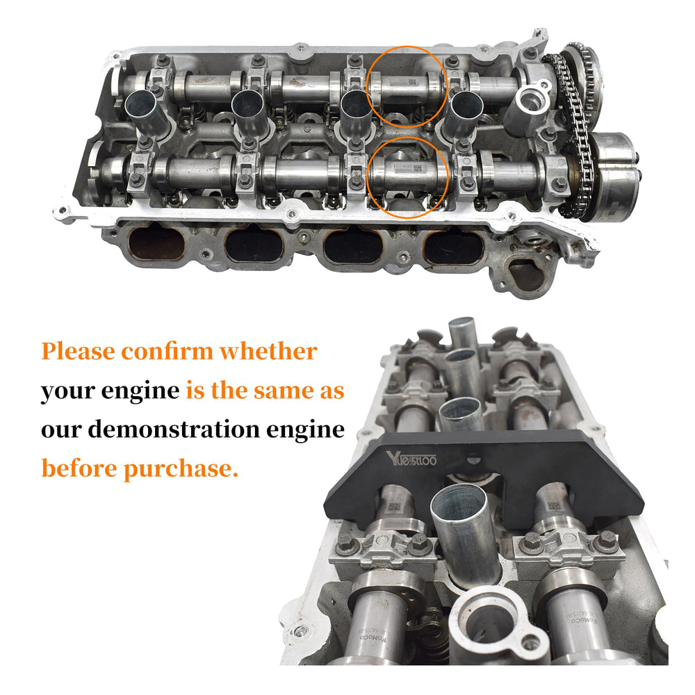 Yuesstloo cam and crank tools fitted on engine for accurate alignment during repair