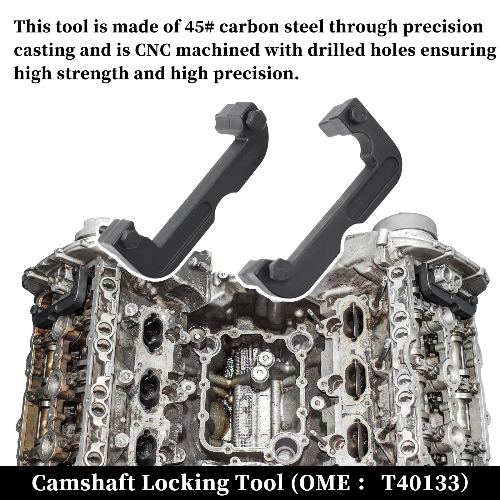 Yuesstloo tool engaged on a camshaft demonstrating secure locking benefit