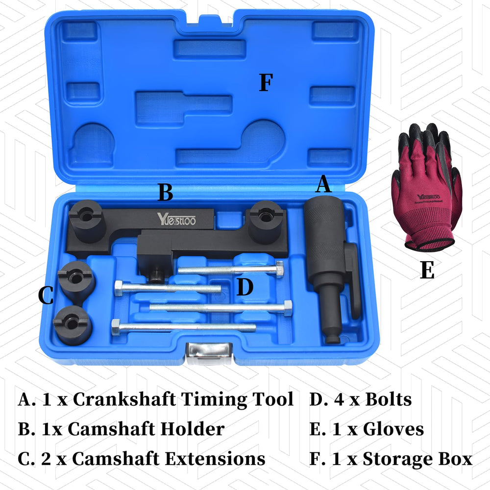 Yuesstloo tools installed on Volvo engine enabling safe camshaft locking