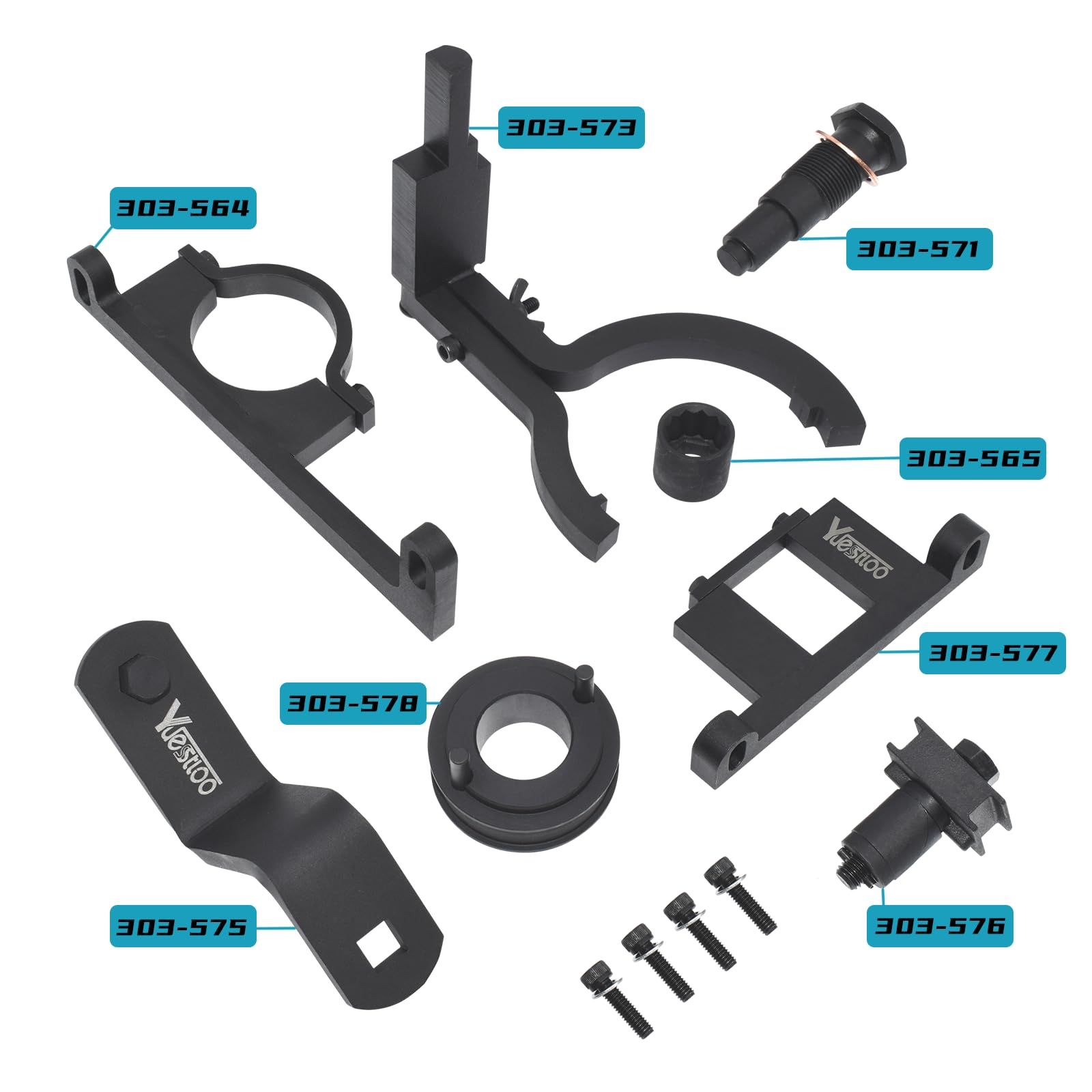 Yuesstloo tools laid out close-up showing precision machining and durable finish
