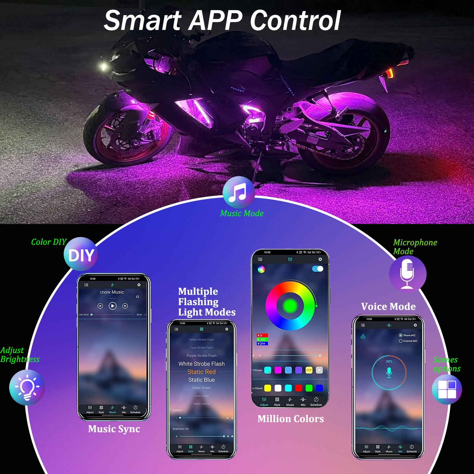 YUGUANG app on smartphone displaying color picker for custom control benefit