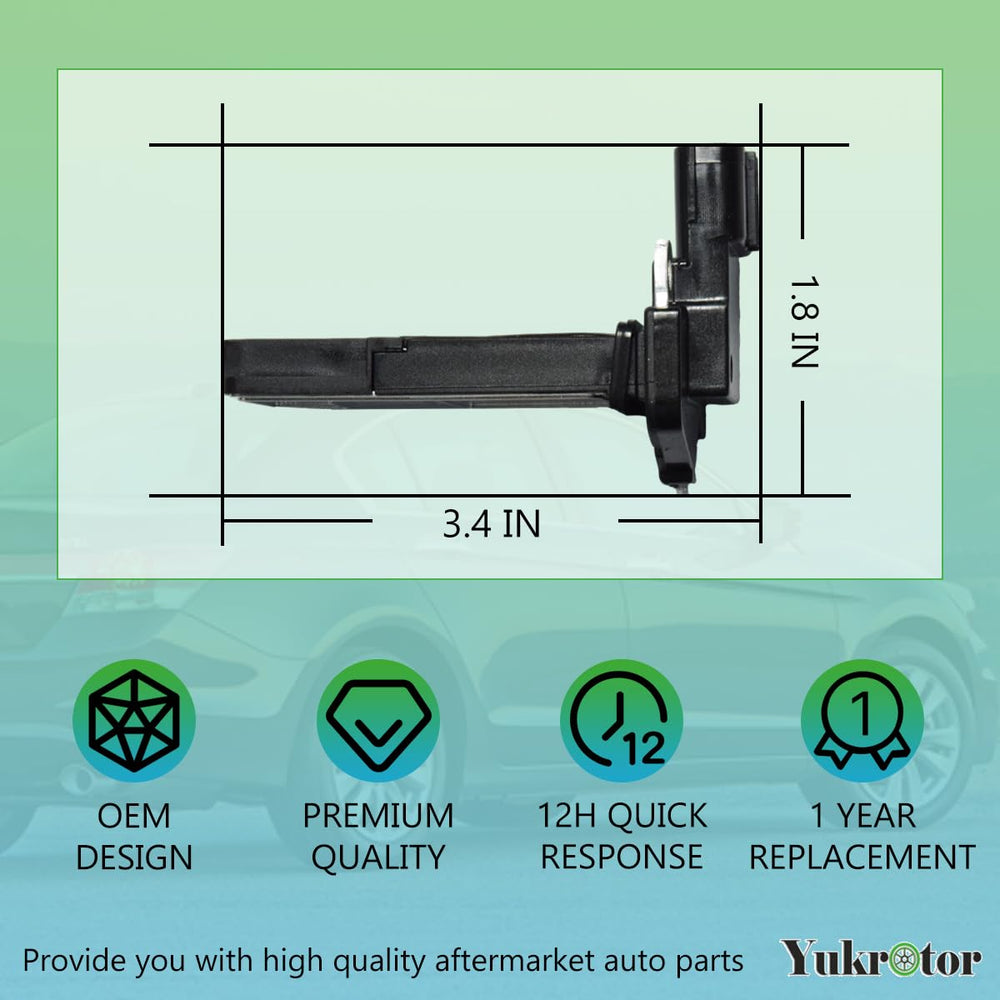 Yukrotor MAF sensor packaging and label showing part number and warranty