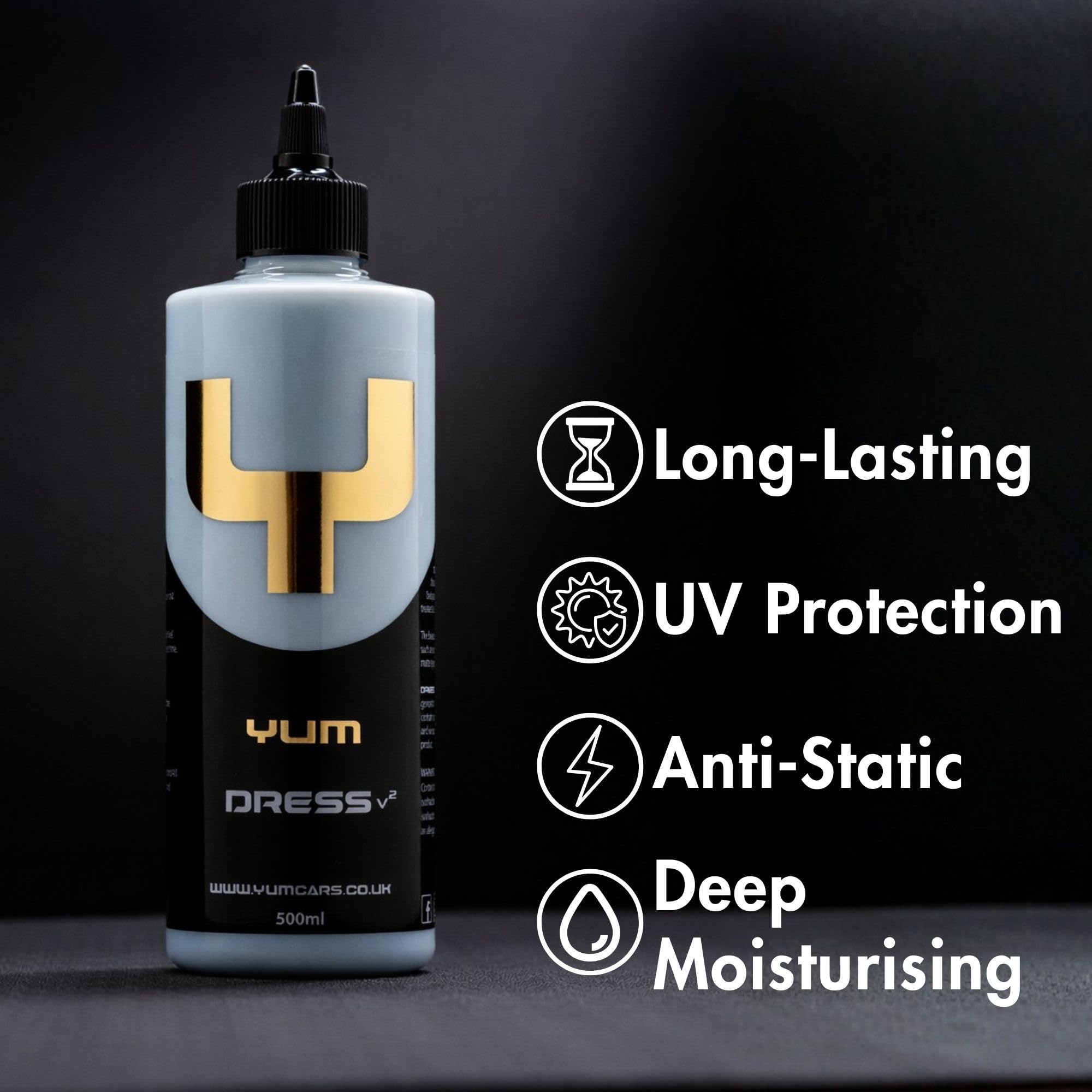 YumCars Yum Dress V2 applied to engine bay plastics displaying clean, touch-dry finish