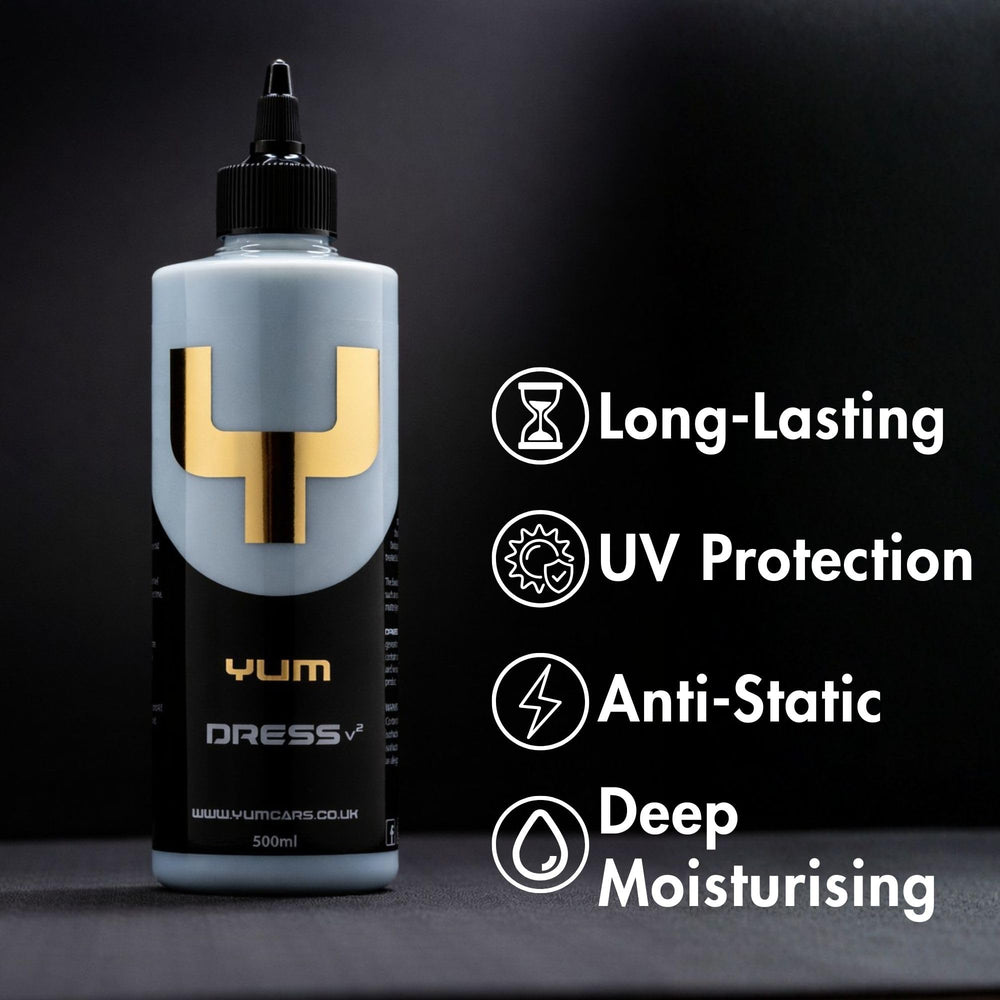 YumCars Yum Dress V2 applied to engine bay plastics displaying clean, touch-dry finish