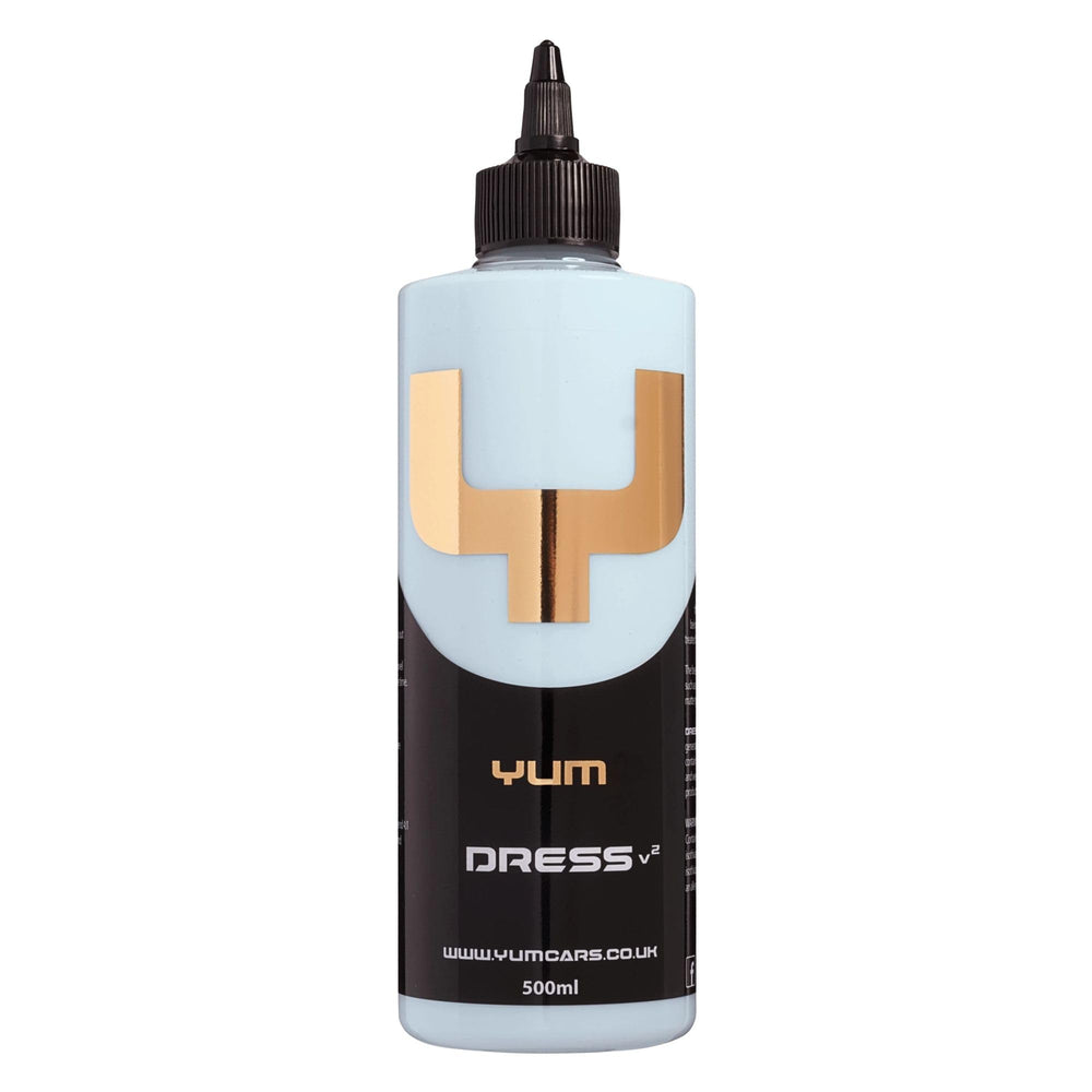 YumCars Yum Dress V2 front bottle shot showing label and 500ml capacity benefit