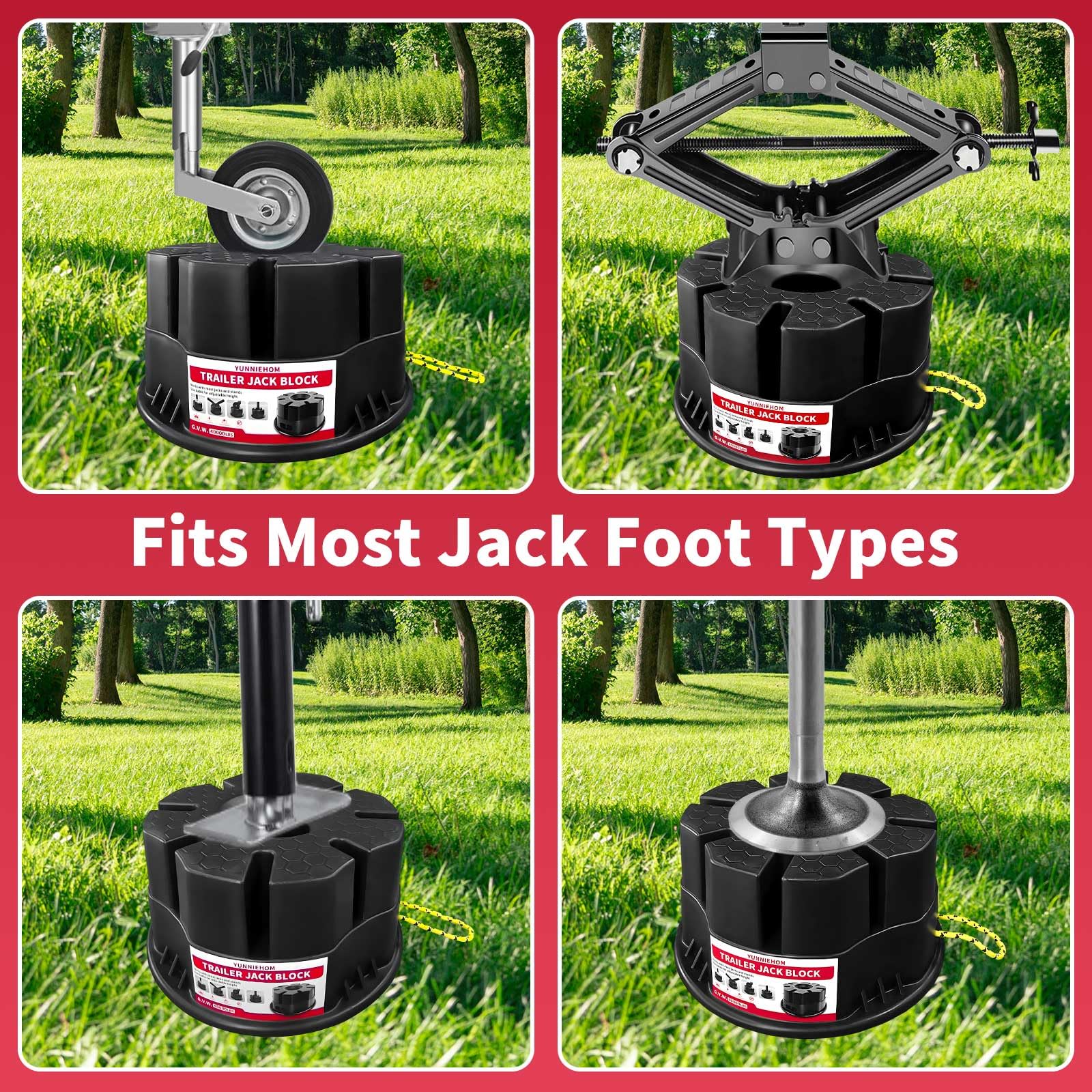 YUNNIEHOM jack foot mounted on block providing secure non-slip support
