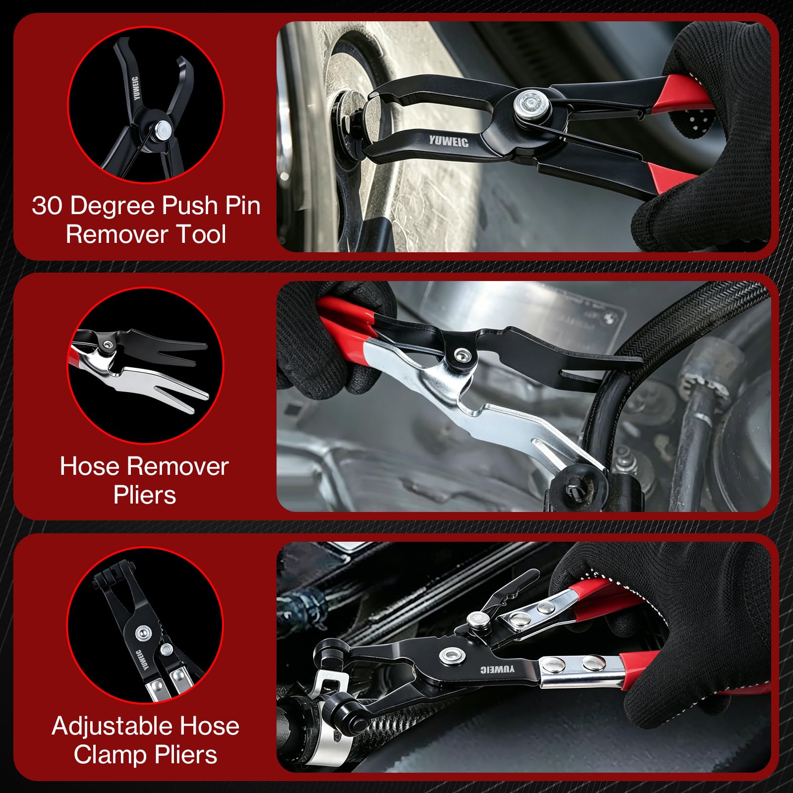 YUWEIC tools in use under hood removing fuel line for convenient service
