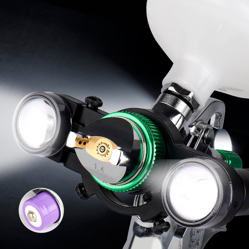 YUZES front view attachment mounted on spray gun showing improved visibility