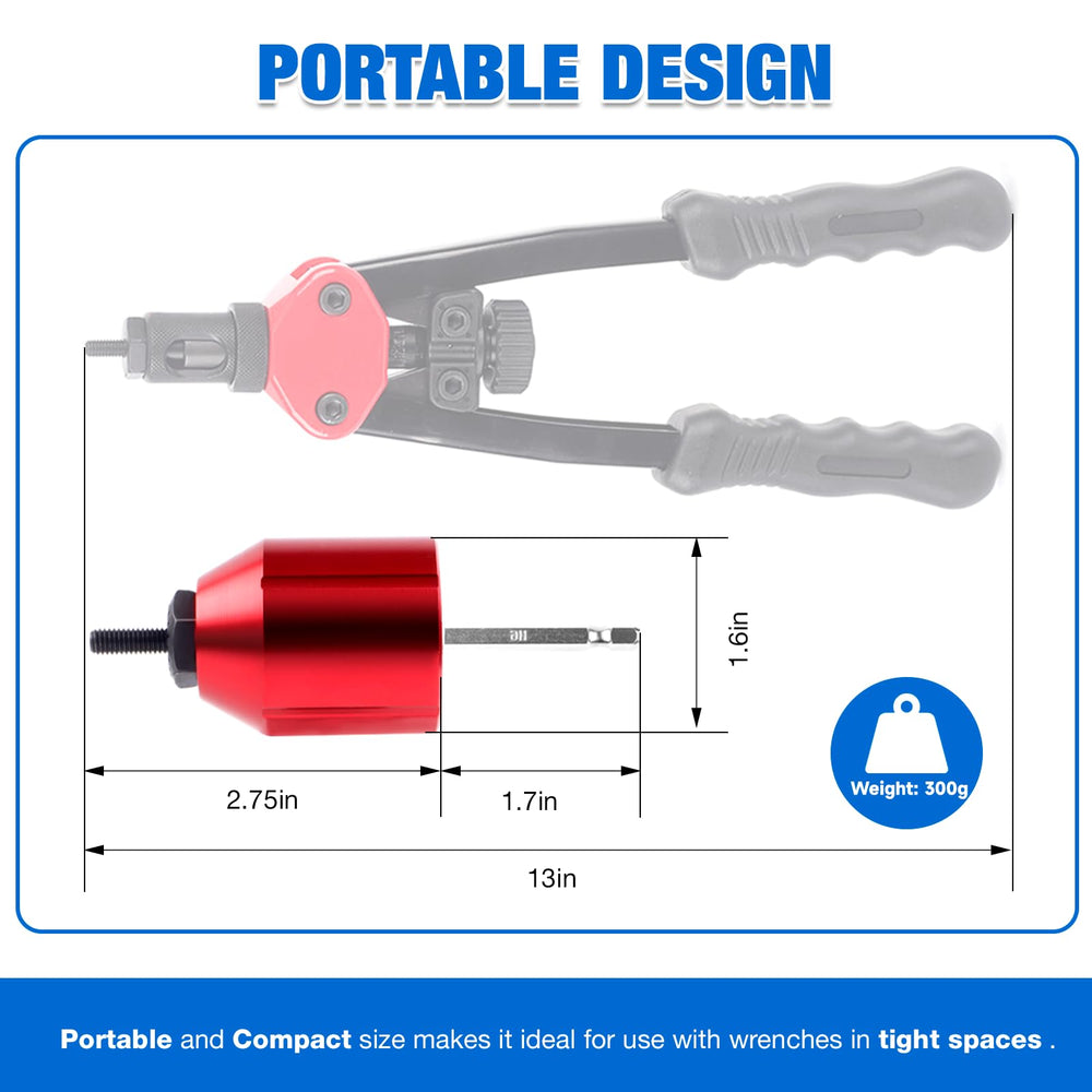 YUZES adapter attached to a drill installing a rivet nut for speed