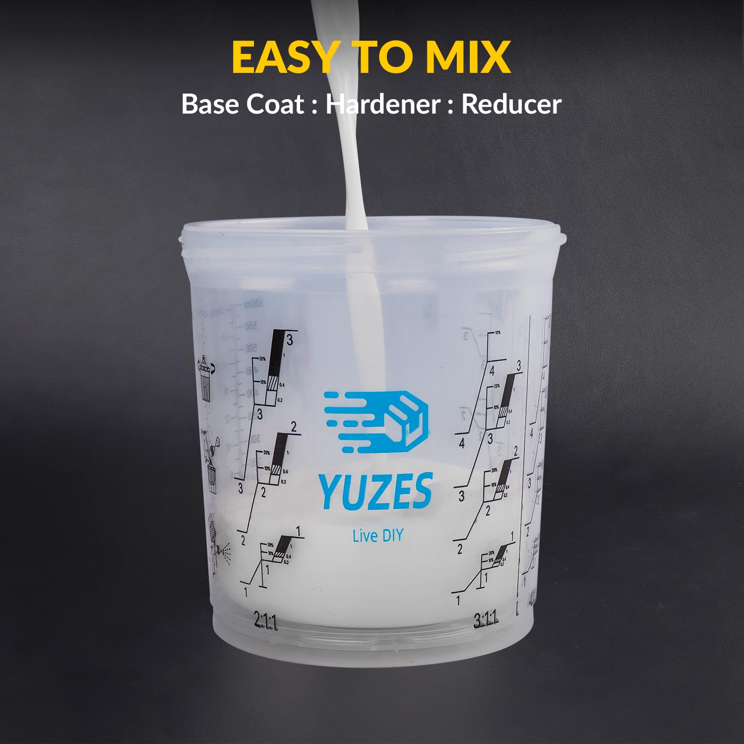 YUZES in-use on spray gun at angle for improved access to panels