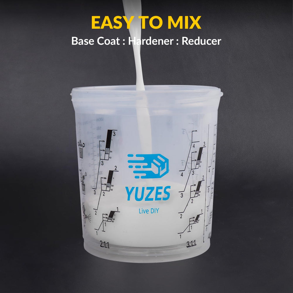 YUZES in-use on spray gun at angle for improved access to panels