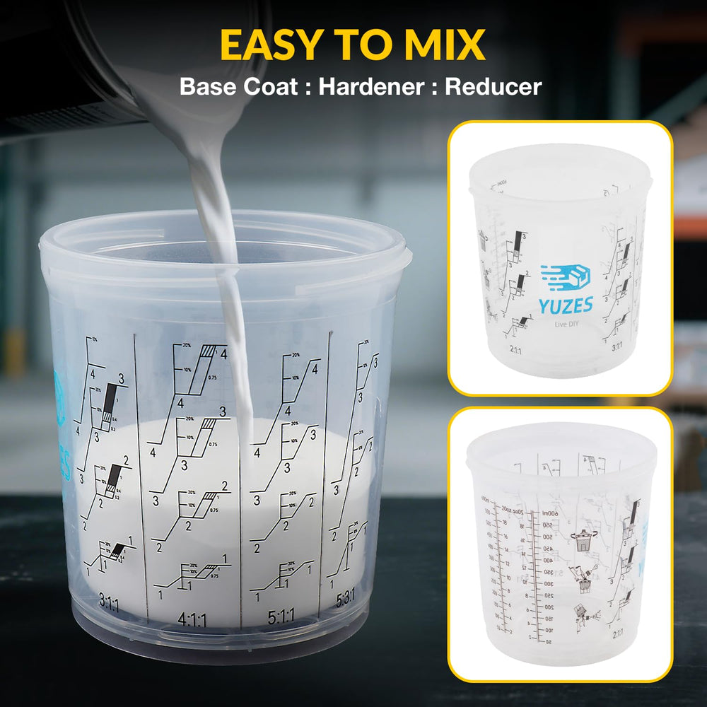 YUZES spray gun with cup attached demonstrating 360° angle spraying capability