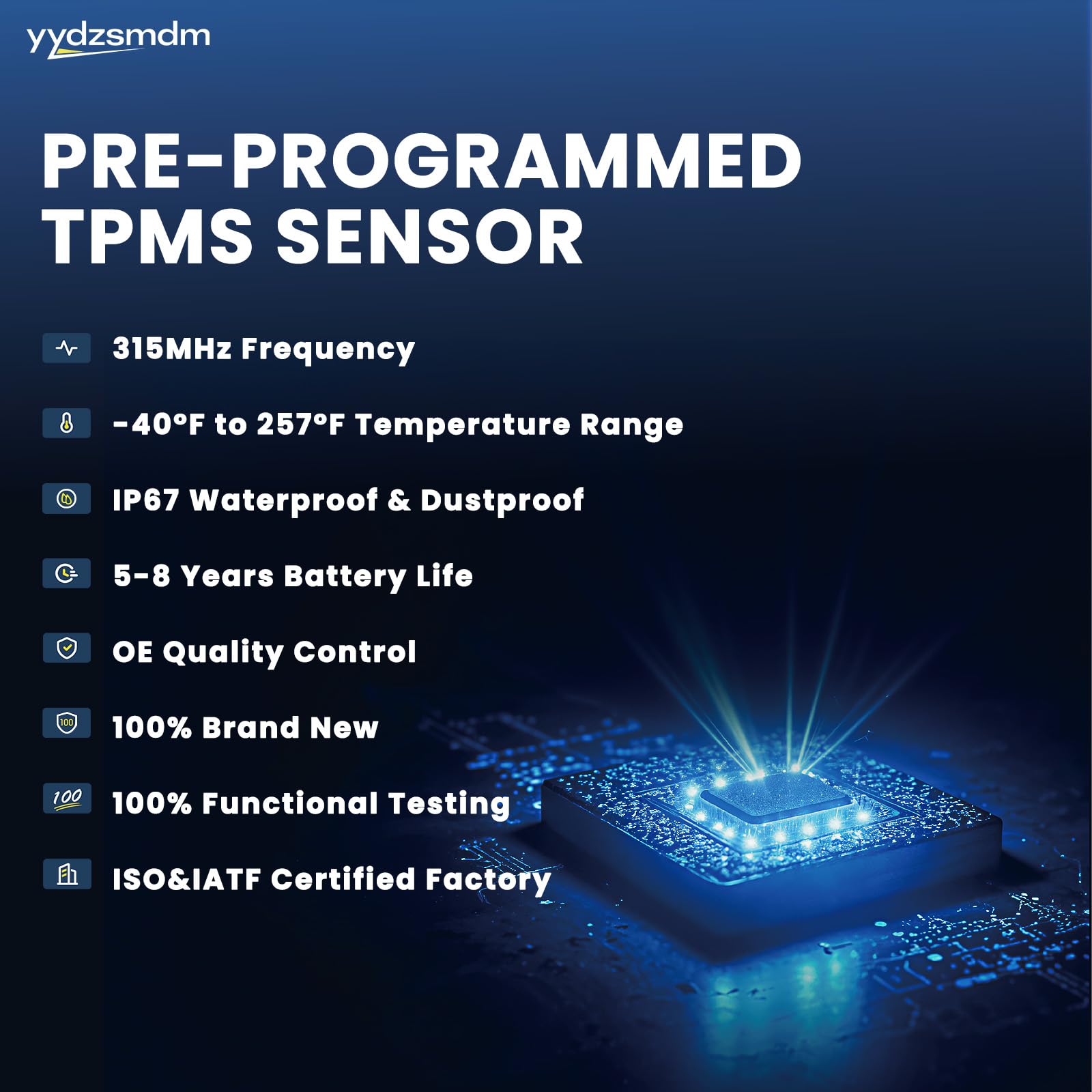 YYDZSMDM sensor installed behind wheel demonstrating concealed design and reliability