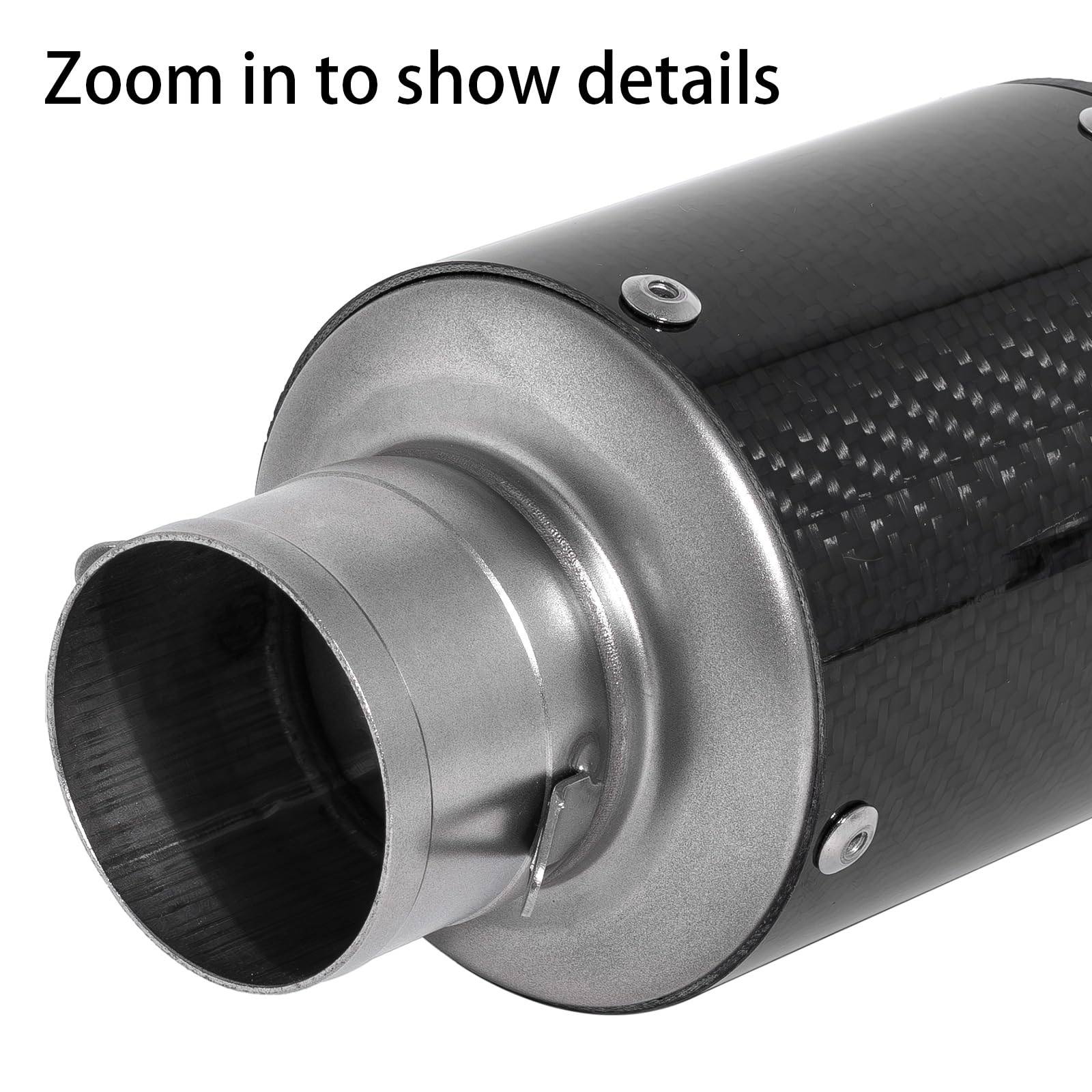 YZCHAIN muffler beside ruler for scale demonstrating compact 10.8-inch length