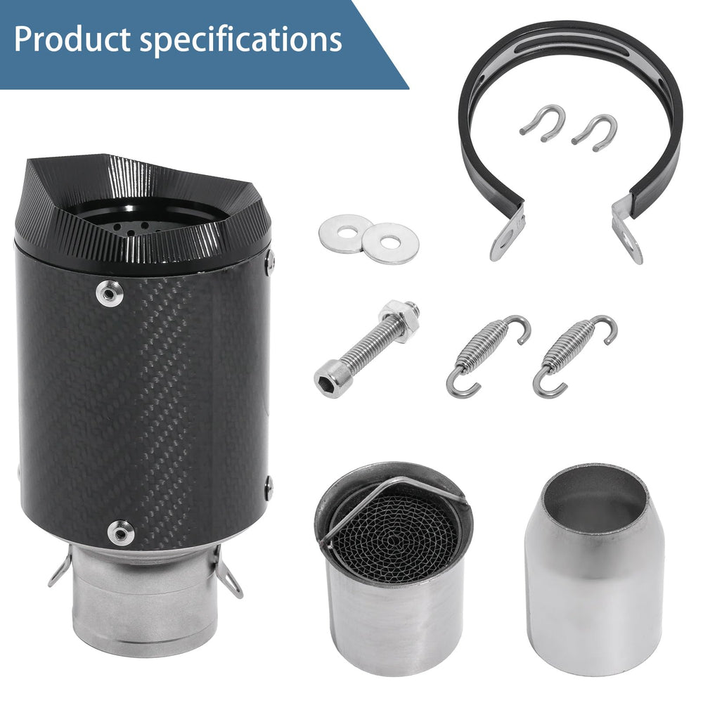 YZCHAIN packaged muffler with included adapter showing ready-to-install convenience