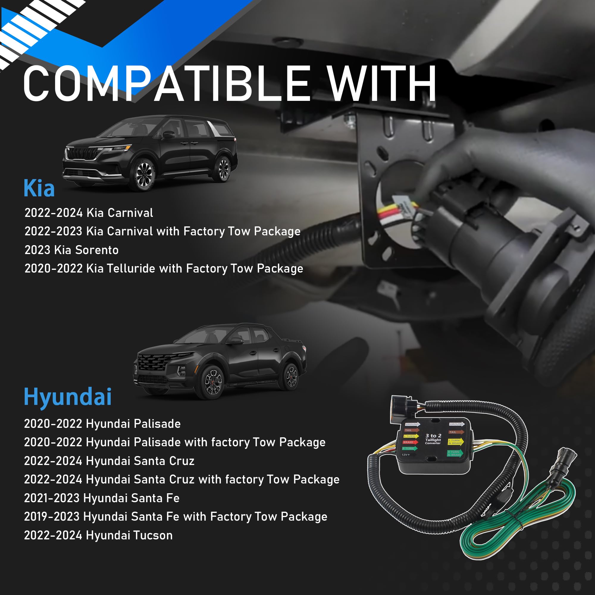 YzusGomumu installed on Hyundai Santa Fe demonstrating reliable trailer lighting