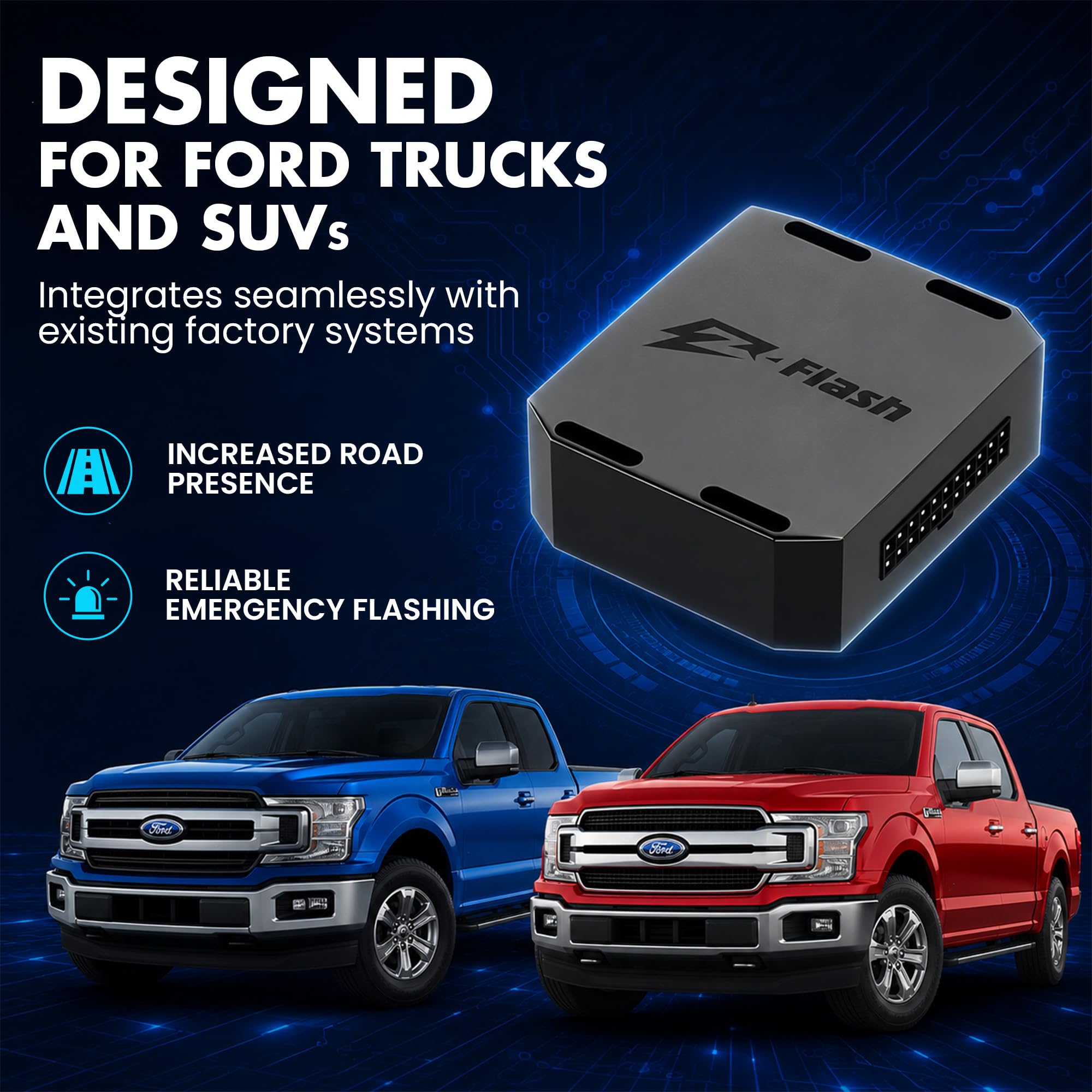 Z-Flash BCM 2300 triggering tail and fog lights for conspicuous rear warning patterns