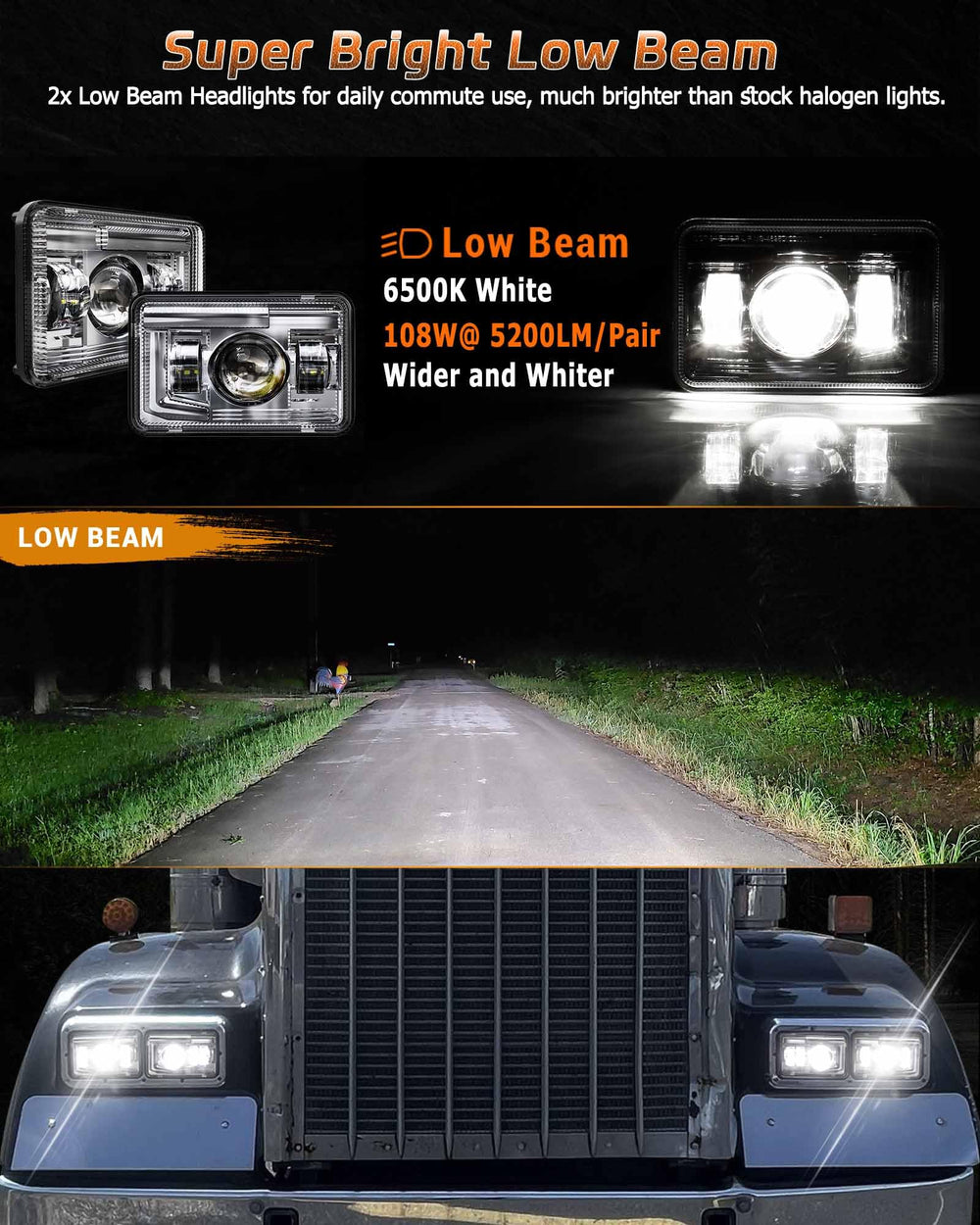 Z-OFFROAD headlights in use on dark road showing brighter high-beam visibility