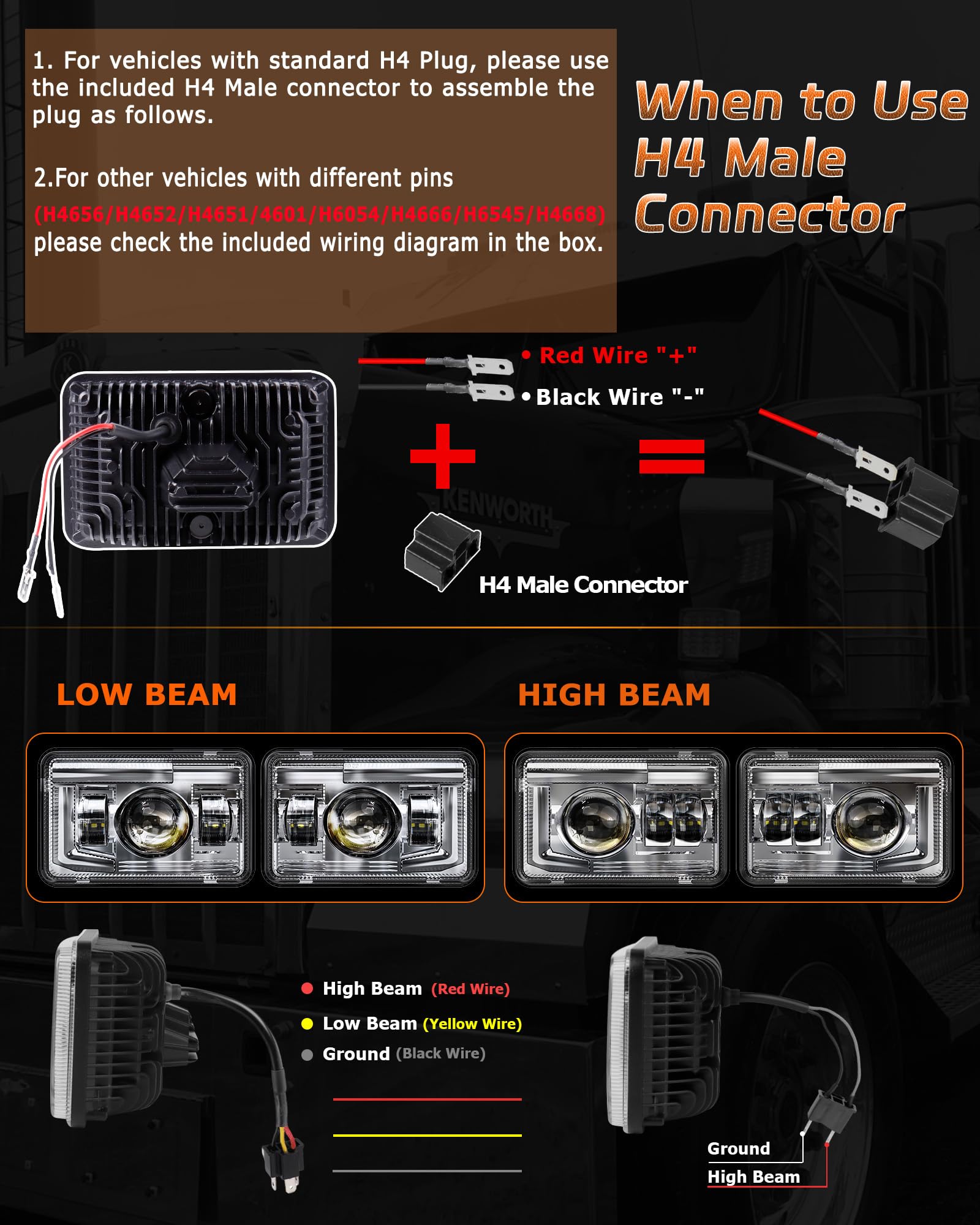 Z-OFFROAD size comparison with H4 connector illustrating correct fitment benefit