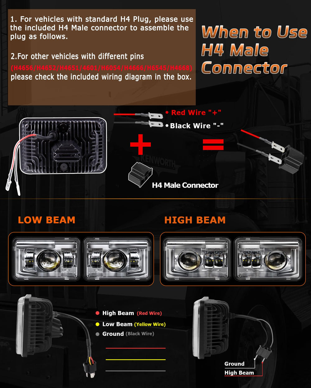 Z-OFFROAD size comparison with H4 connector illustrating correct fitment benefit