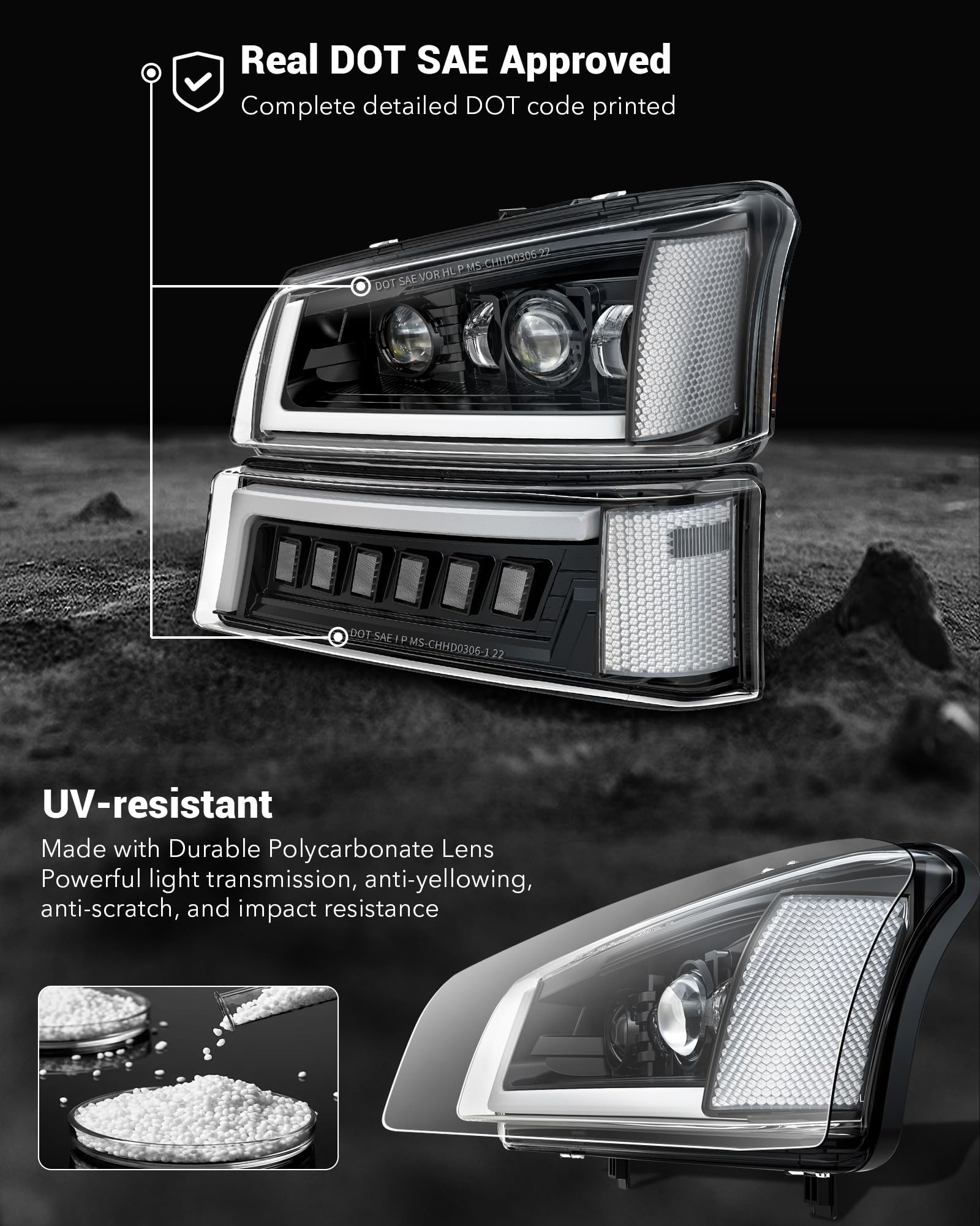 Z-OFFROAD headlights on Silverado during night drive for safer road illumination
