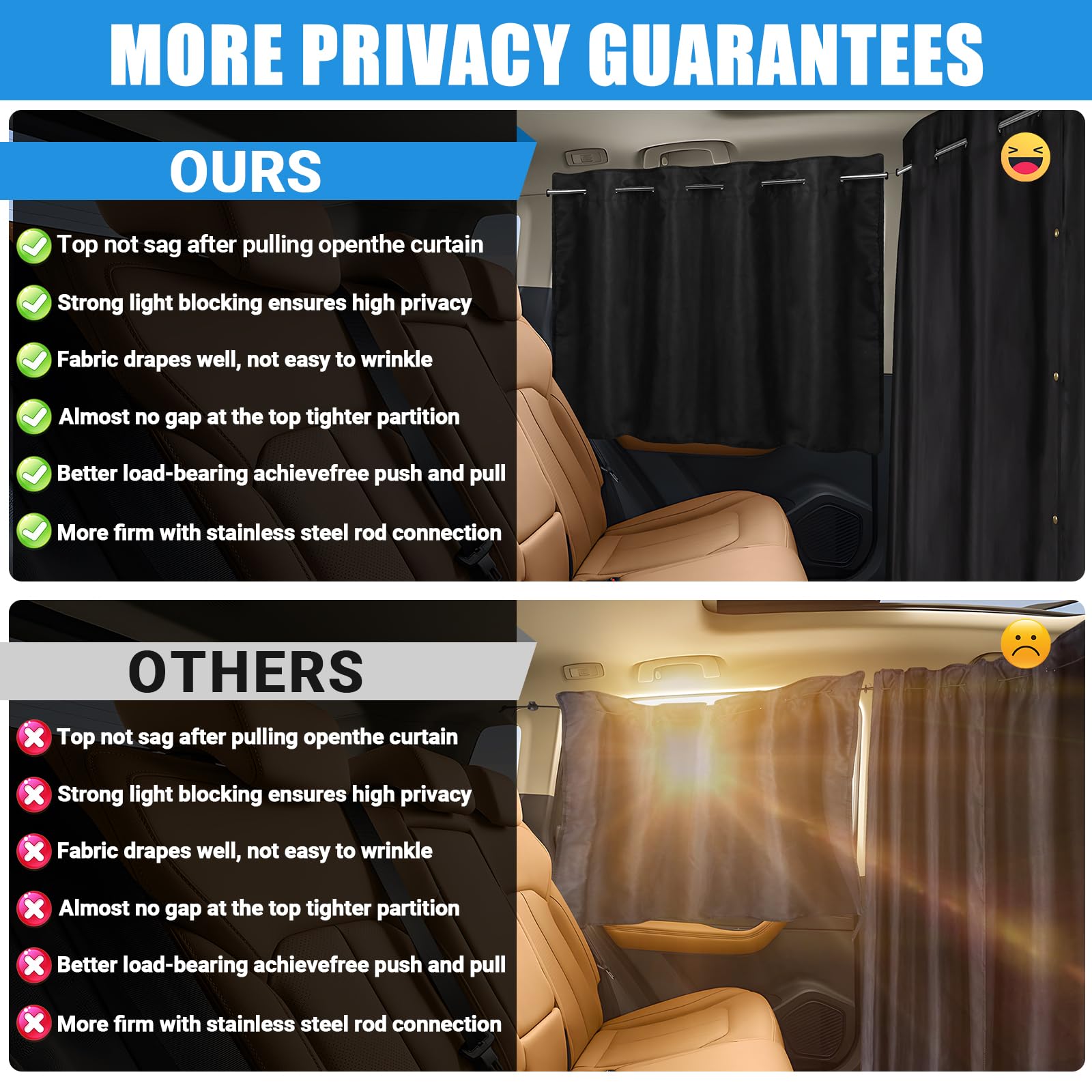 ZATOOTO rear curtain covering back window for full blackout privacy