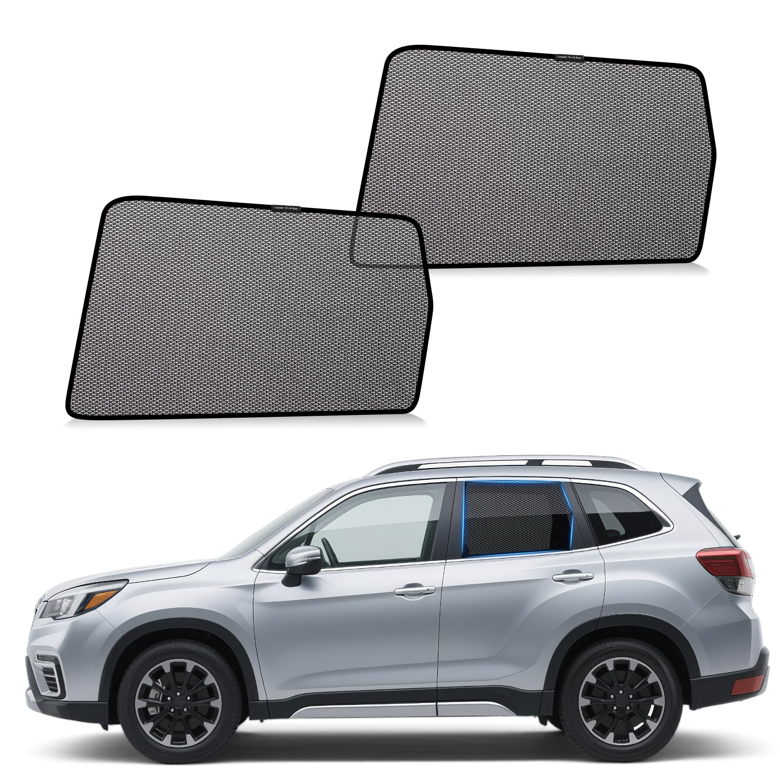 ZATOOTO front view of rear window shade showing neat fit and sun protection