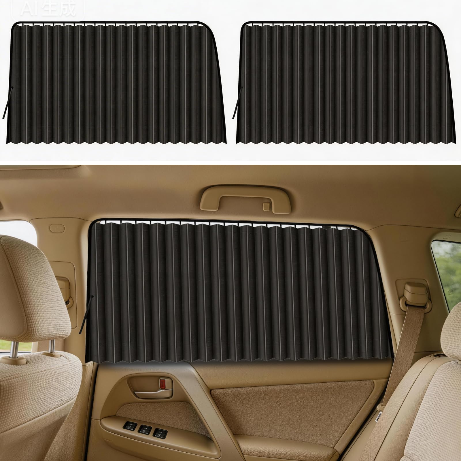 ZATOOTO front panel attached to car window frame showing instant privacy benefit