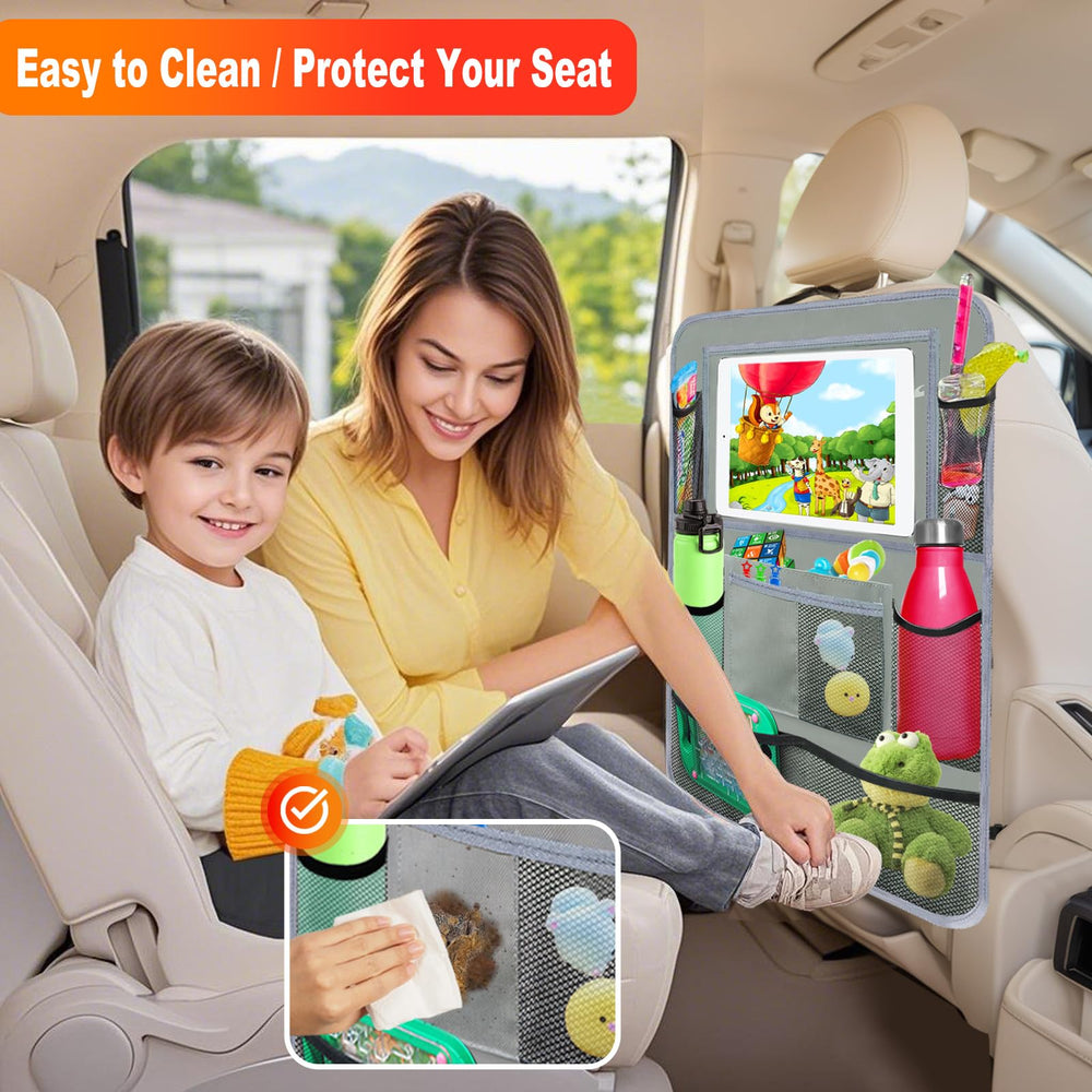 Zecirl multiple pockets filled with toys and snacks for organized family travel