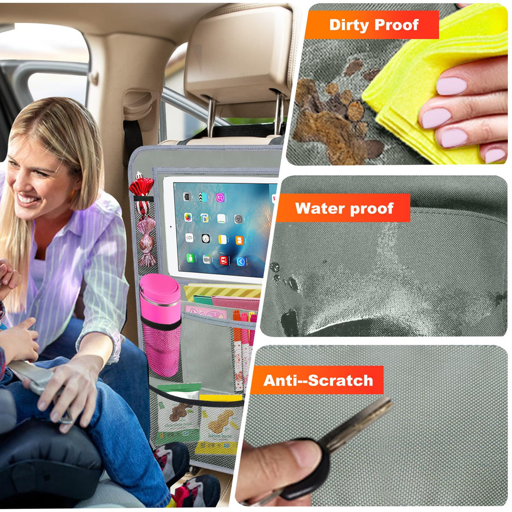 Zecirl transparent tablet pocket showing screen visibility and safe in-seat viewing