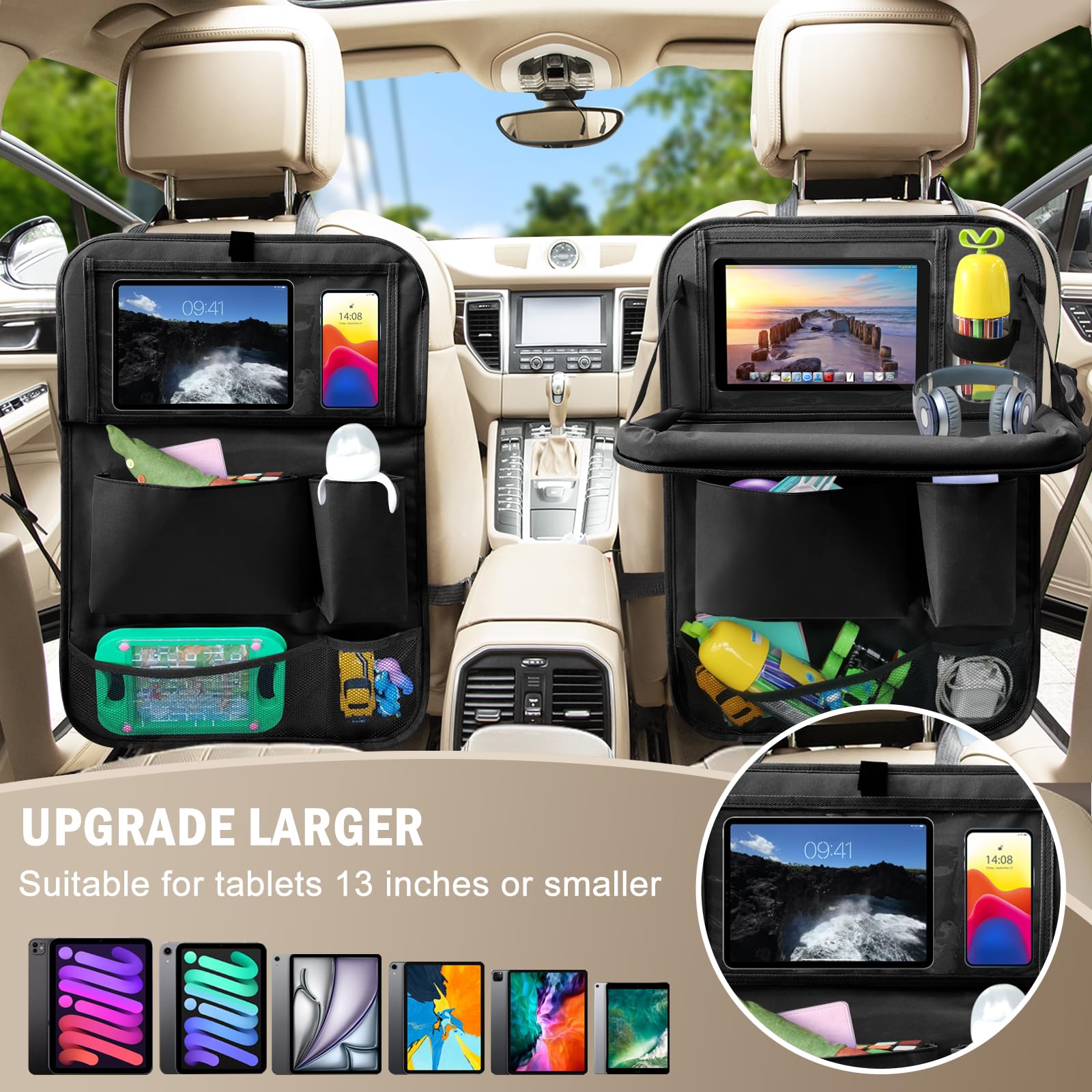 Zecirl two-pack installed side by side maximizing storage for both rear passengers