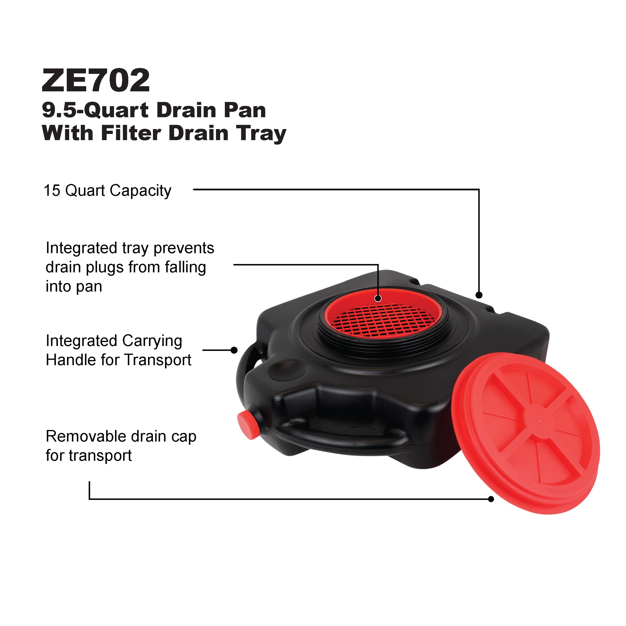 ZEELINE BY MILTON large 8-inch drain opening shown for fast debris-free oil flow