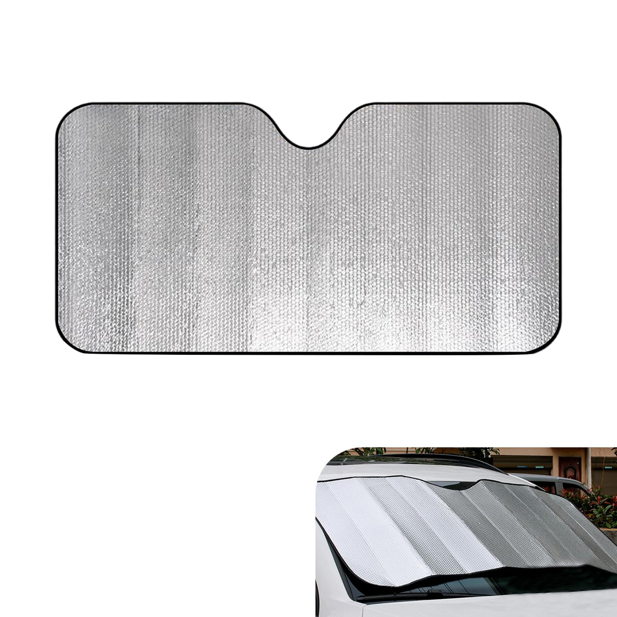 Zehiony front view showing full silver windshield coverage and cooling benefit