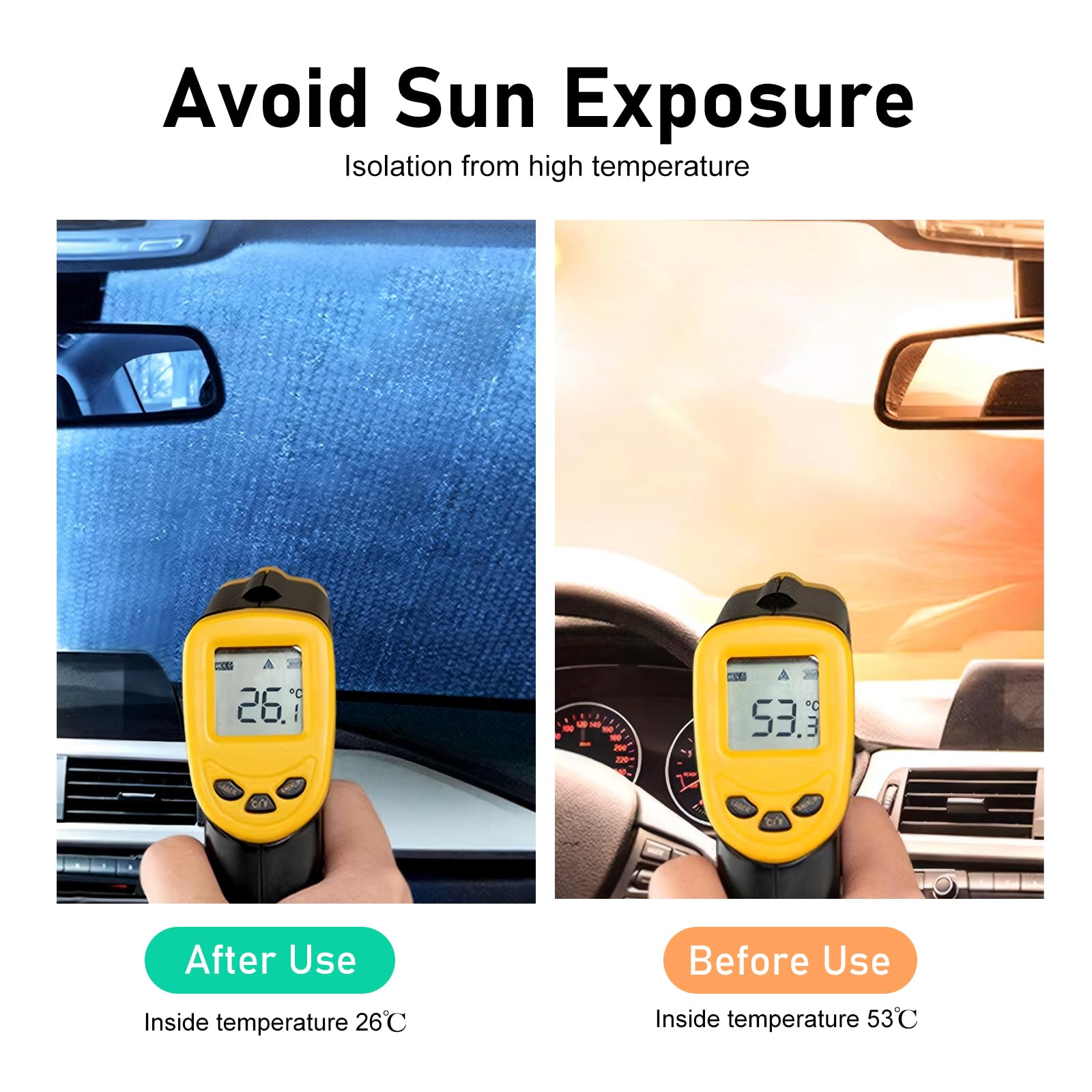 Zehiony installed inside car windshield demonstrating cooler interior on return