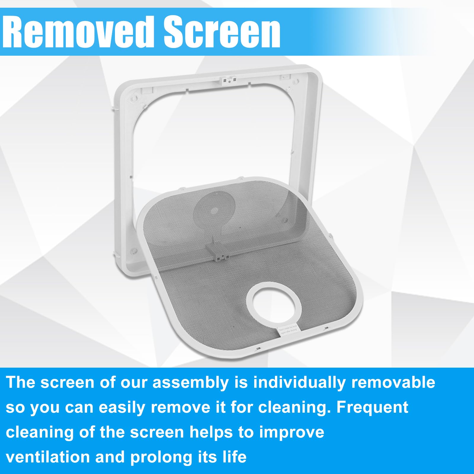 Zejoot detail of removable tabs, enables easy screen removal and cleaning