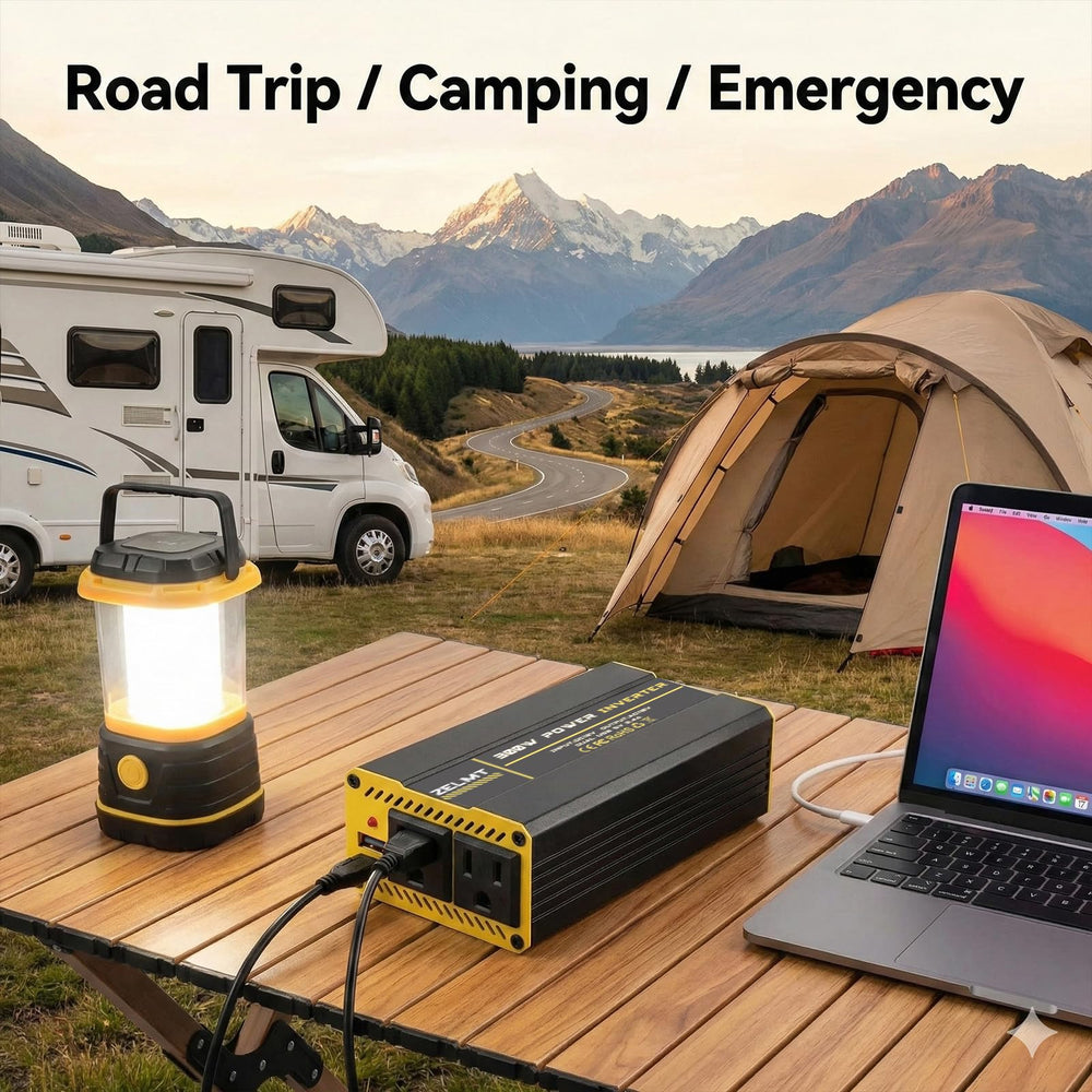 ZELMT close-up of two AC outlets and USB ports enabling versatile charging