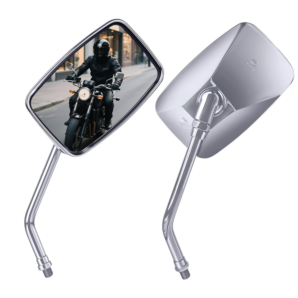 ZENTHOR chrome rectangular mirror front view showing clear reflection and classic styling