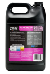 Close-up of Zerex pink coolant texture highlighting low-silicate formulation and clarity