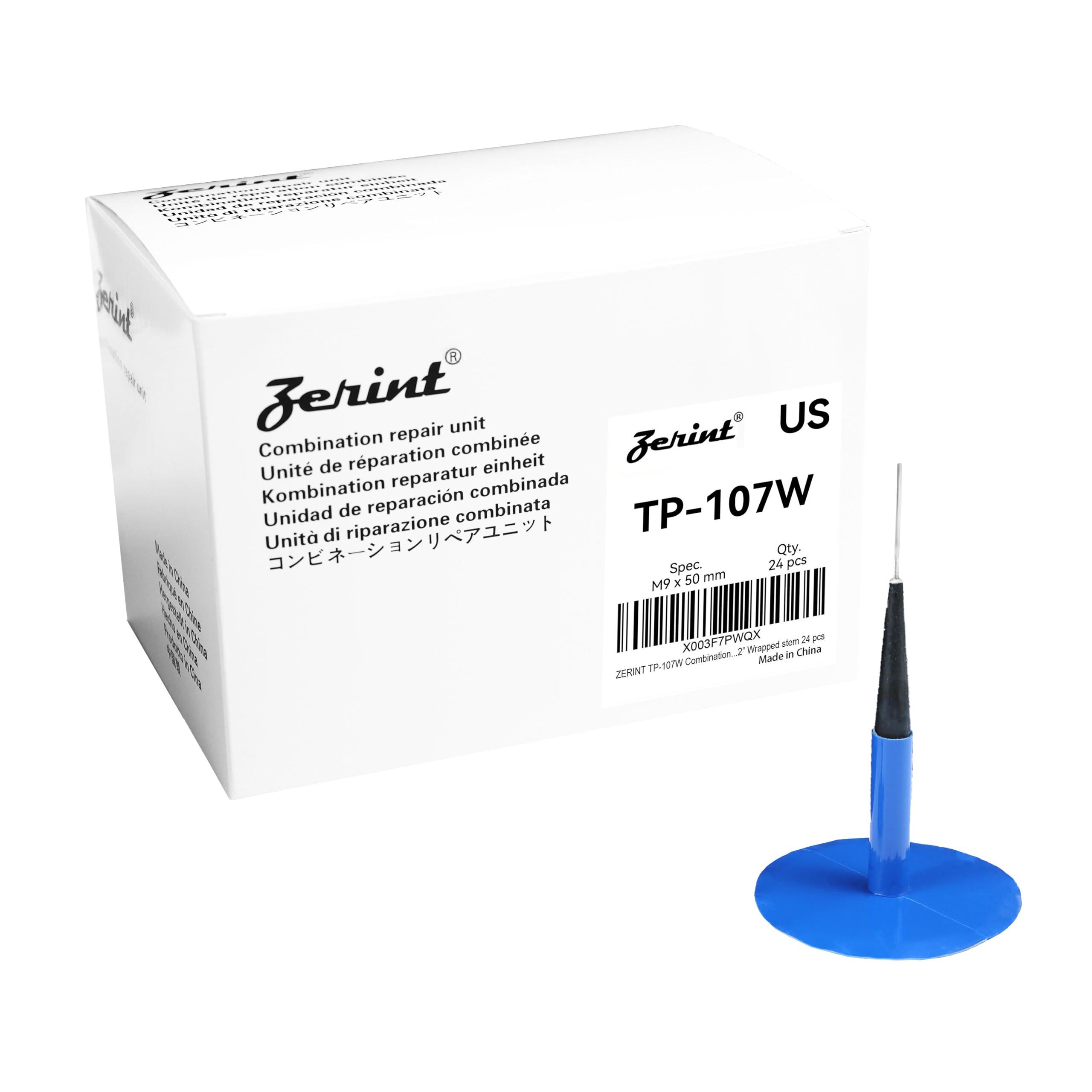 ZERINT TP-107W front packaging showing 24 combination repair units and benefits