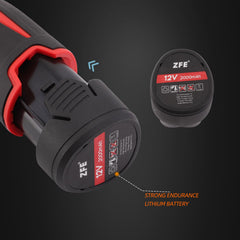 ZFE battery and charger close-up showing rechargeable convenience