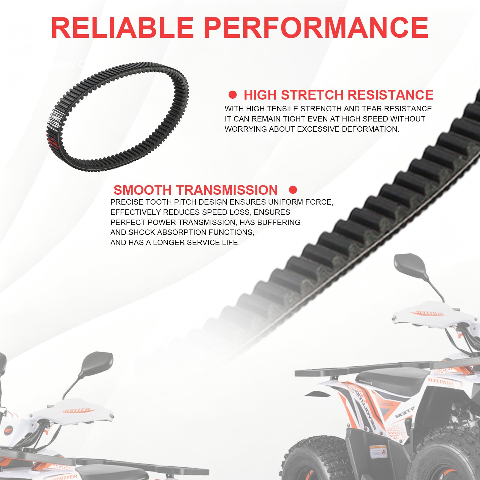 ZHENGHE belt installed on go-kart torque converter showing reliable power transfer