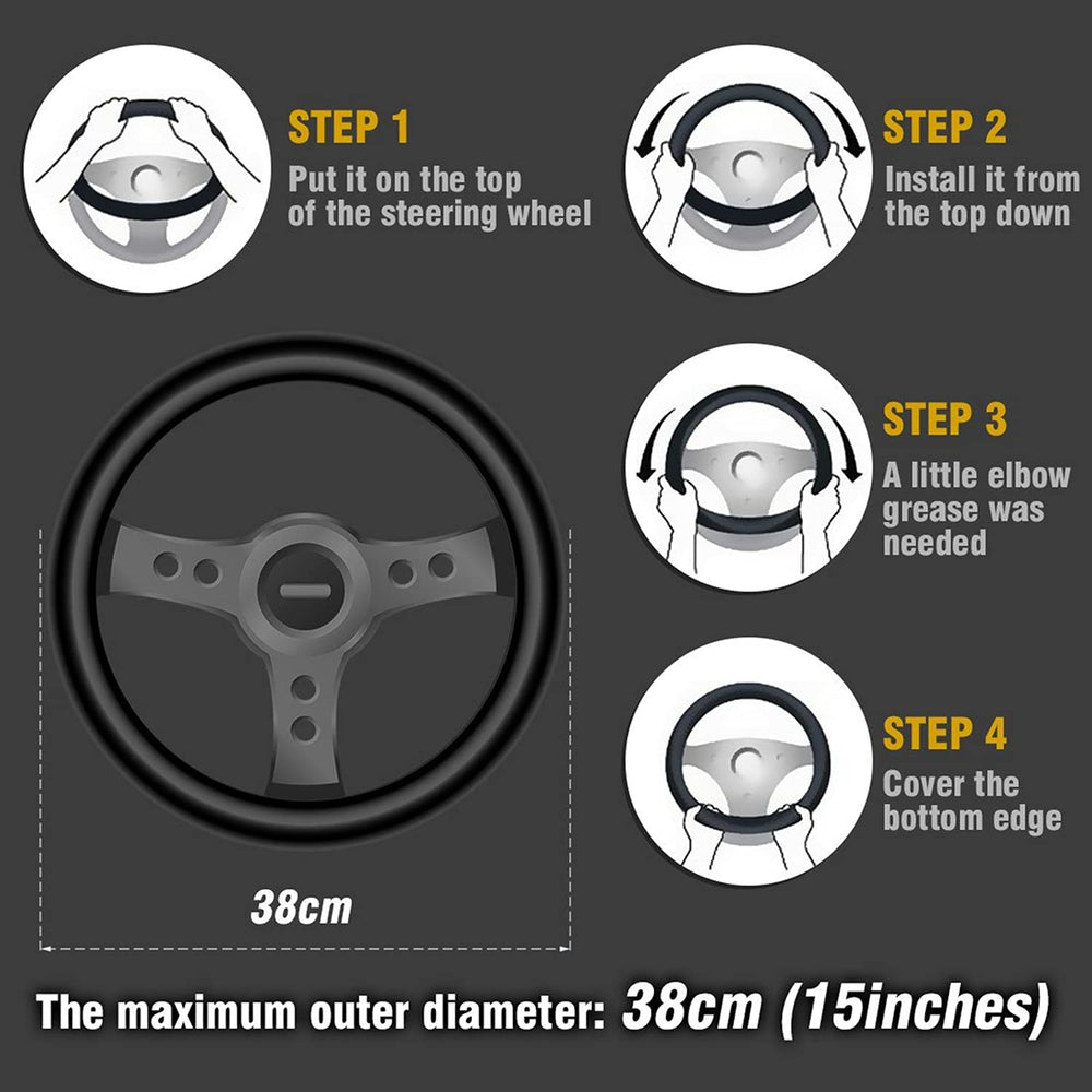 ZHOL steering wheel cover in car interior showcasing stylish cabin enhancement
