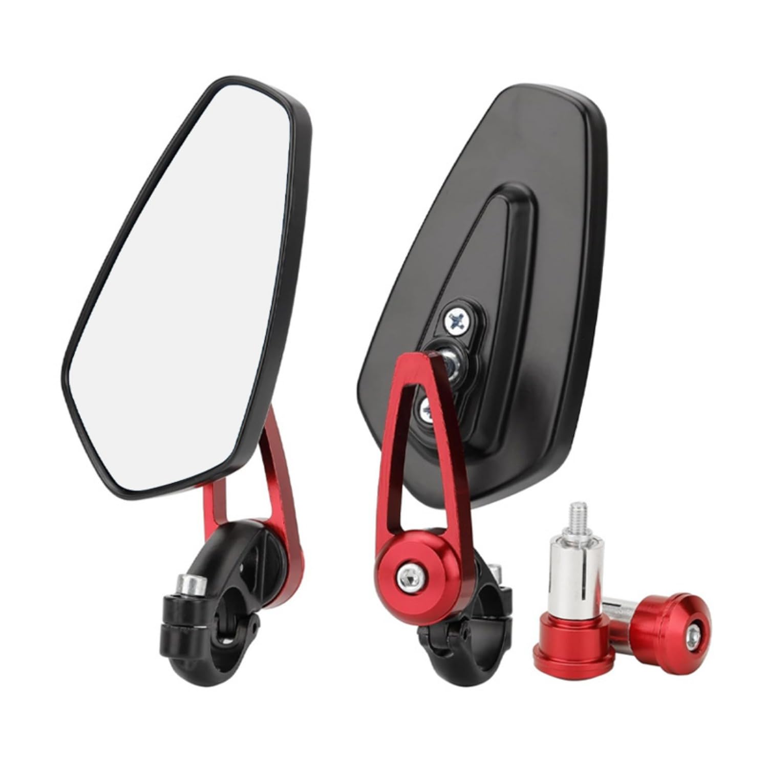 ZHTUNGFL red bar end mirror front view showing sleek profile and improved sightlines