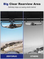 ZIDIYORUO mirror installed in Polaris RZR delivering wide rear view to monitor riders behind