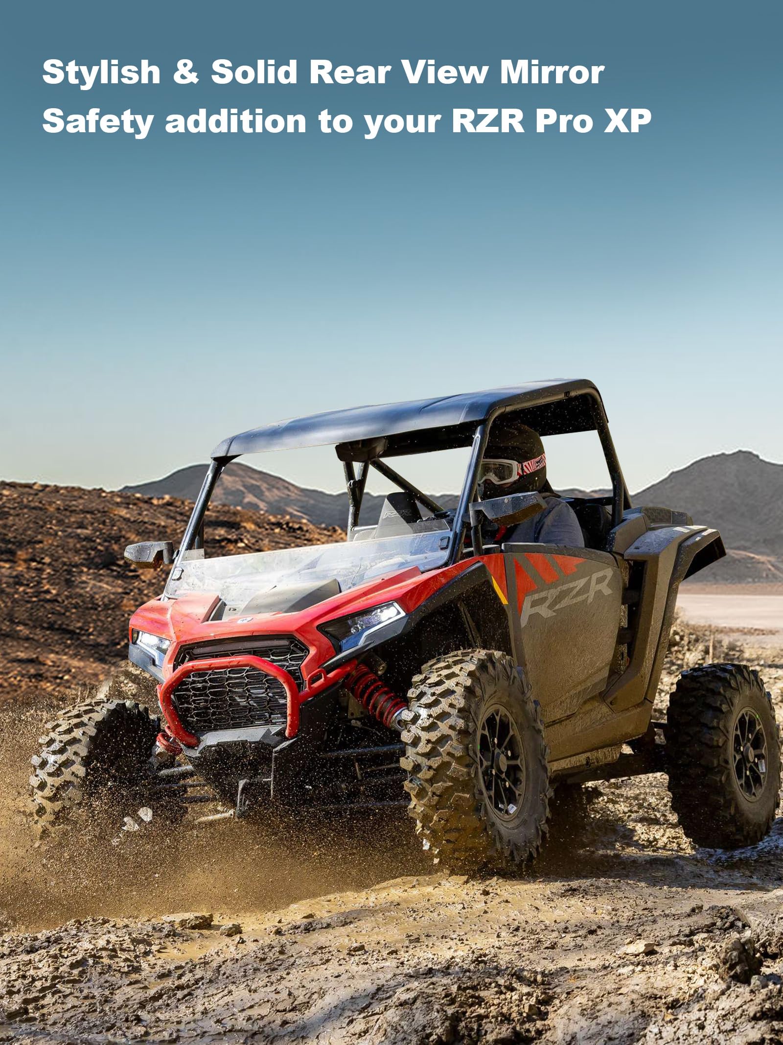 ZIDIYORUO mirror on RZR in desert trail setting enhancing situational awareness on rides
