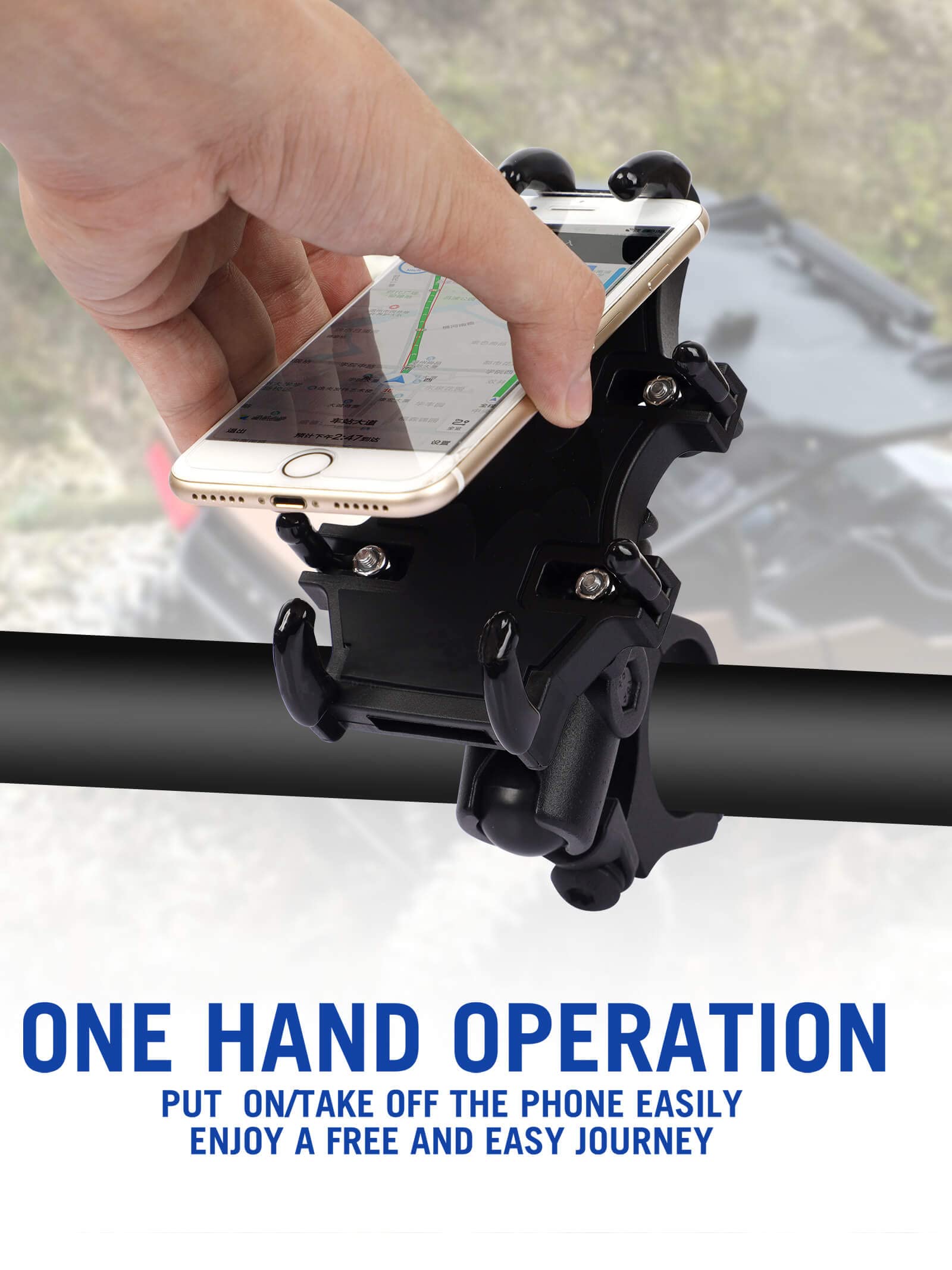 ZIDIYORUO mounted portrait on UTV roll bar for hands‑free navigation benefit
